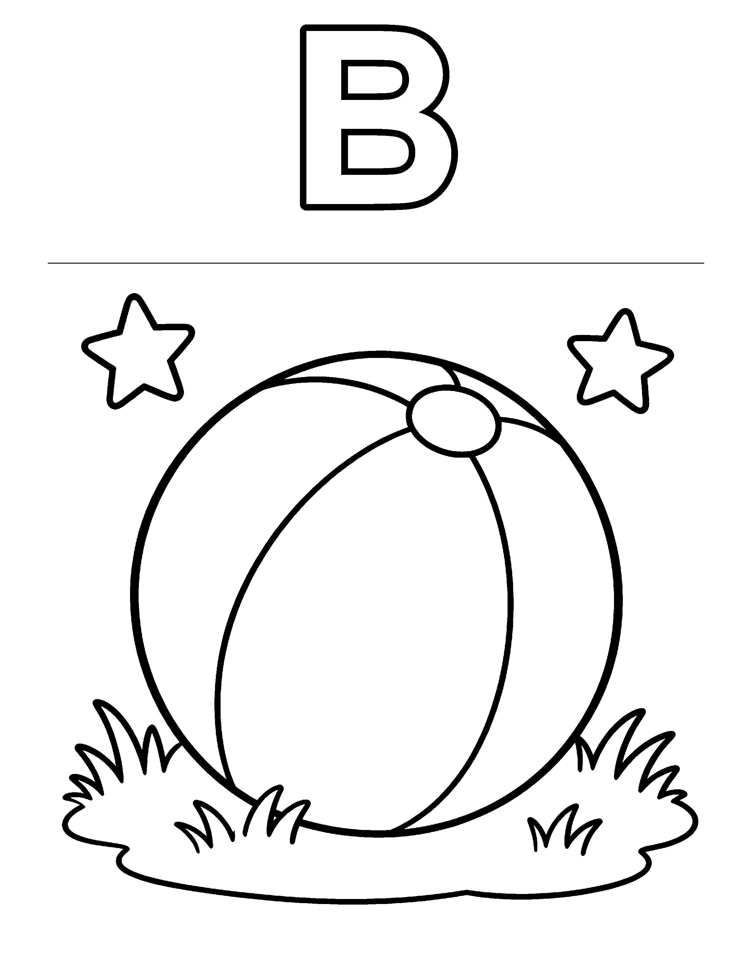 Letter B Ball black-and-white coloring page