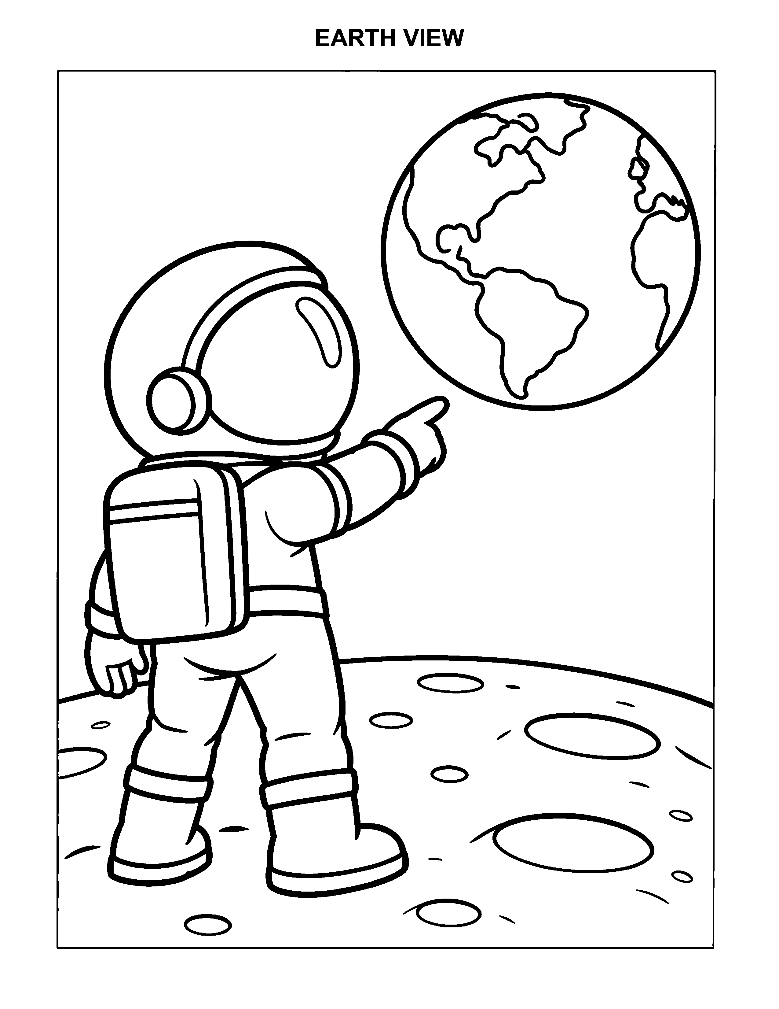 Earth View black-and-white printable