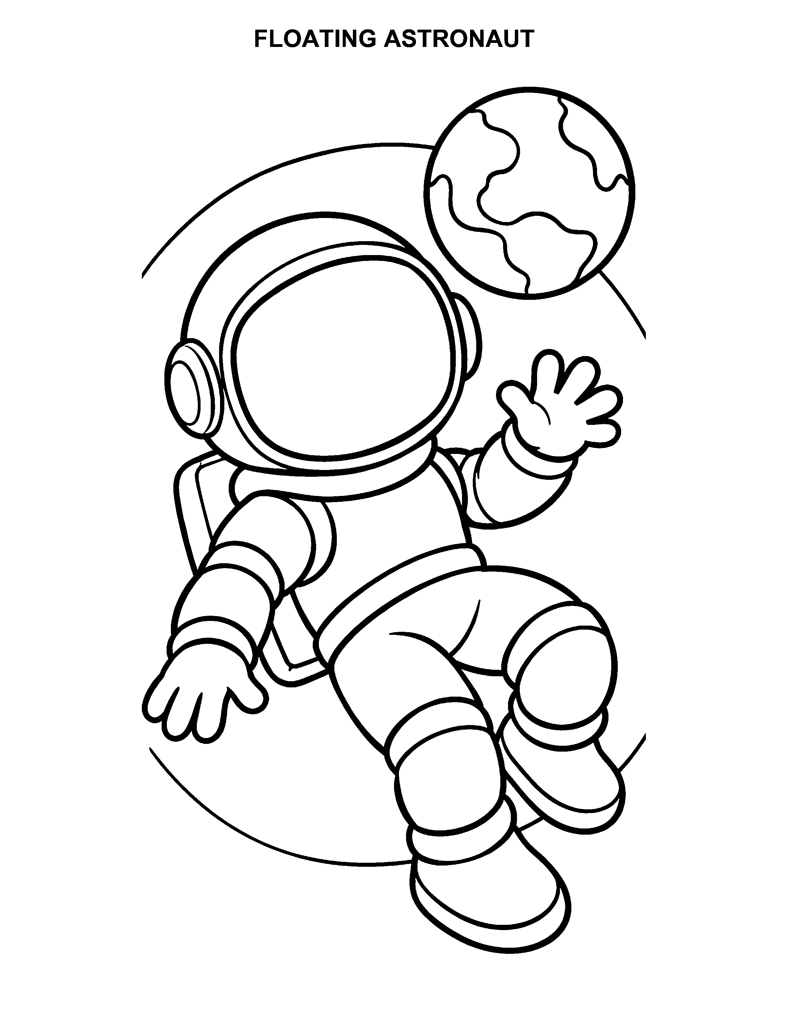 Floating Astronaut black-and-white printable