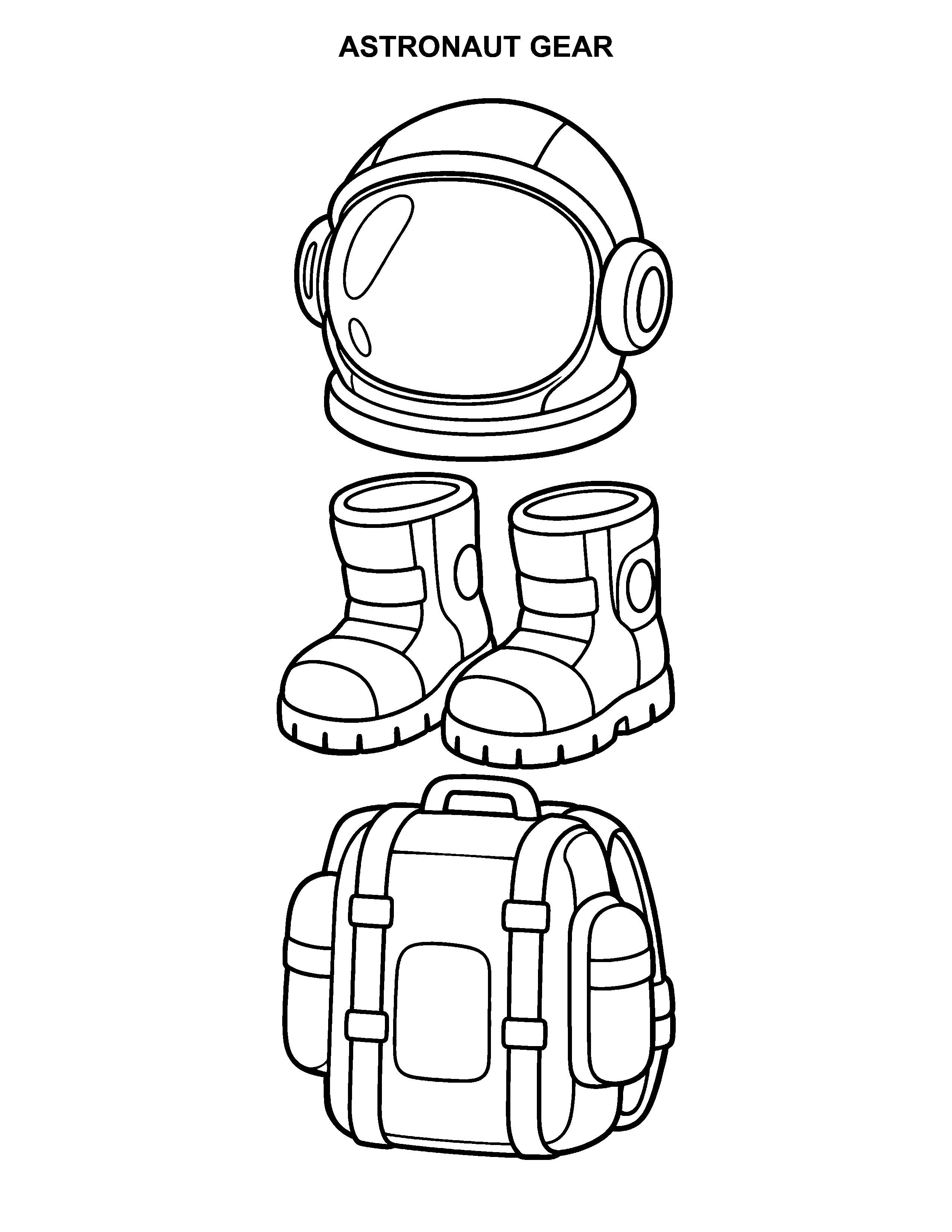 Astronaut Gear black-and-white printable
