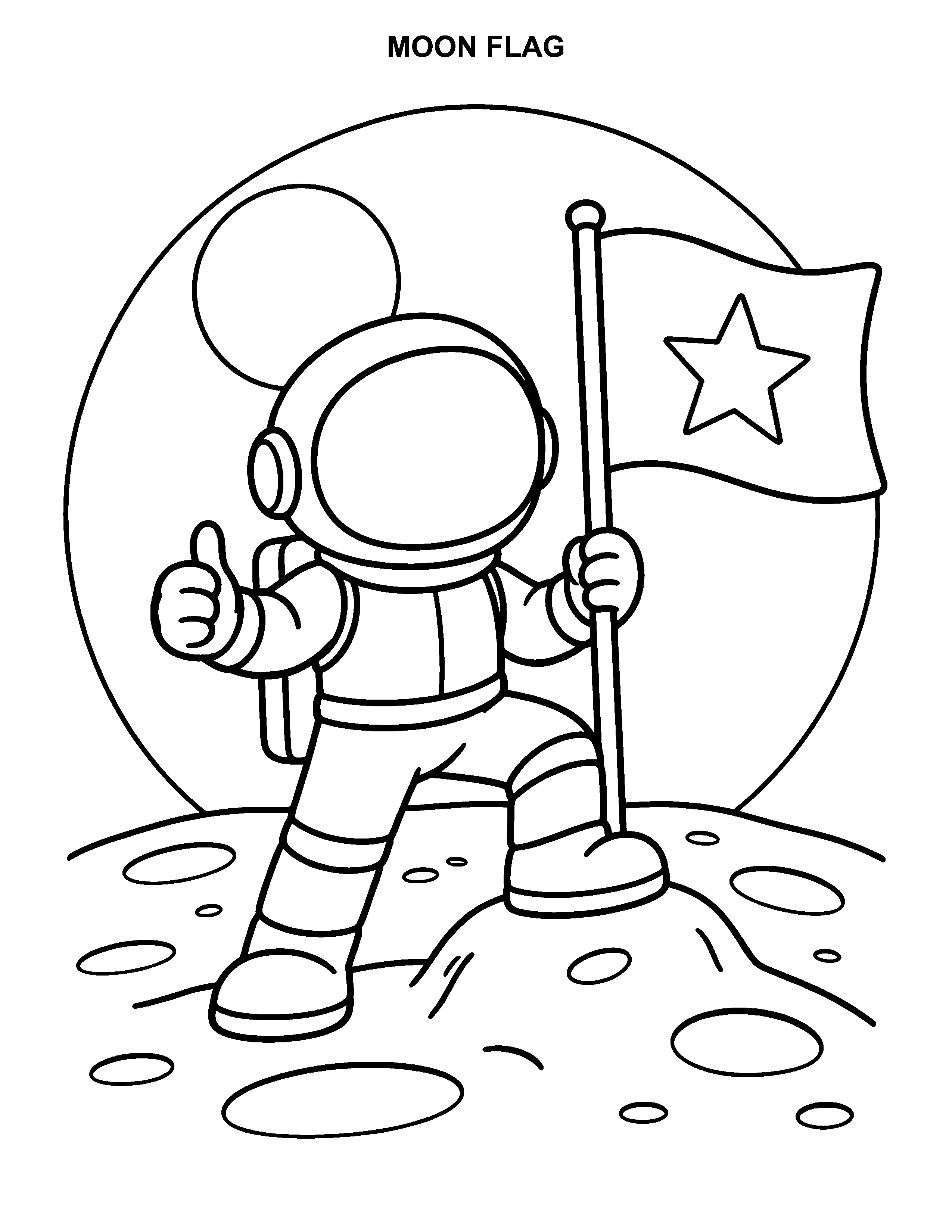 Moon Flag black-and-white printable