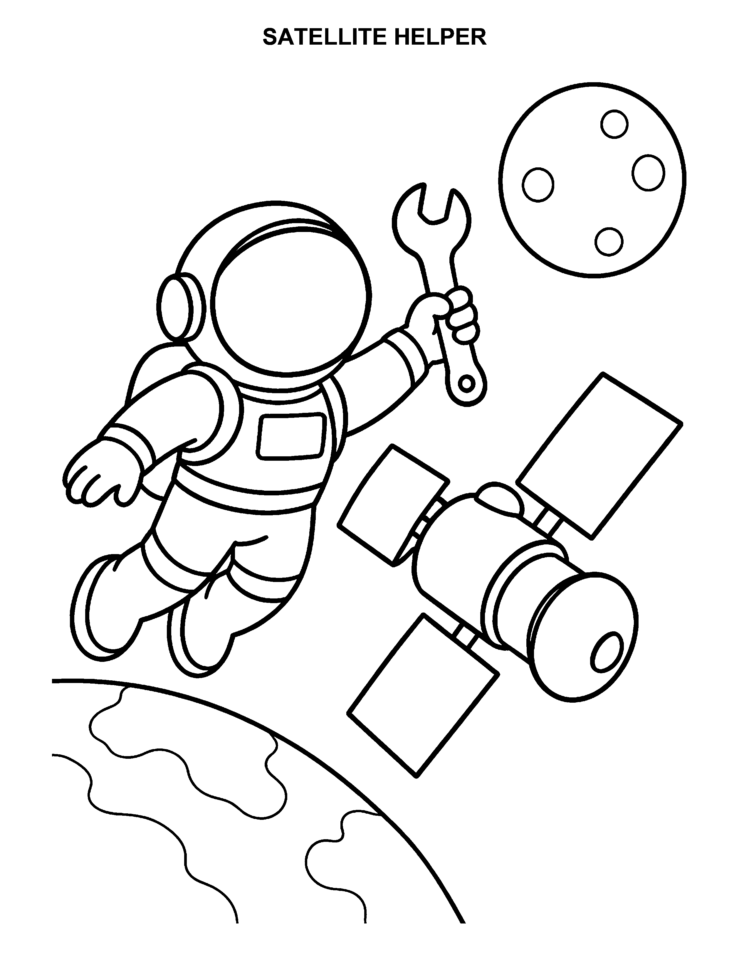 Satellite Helper black-and-white printable