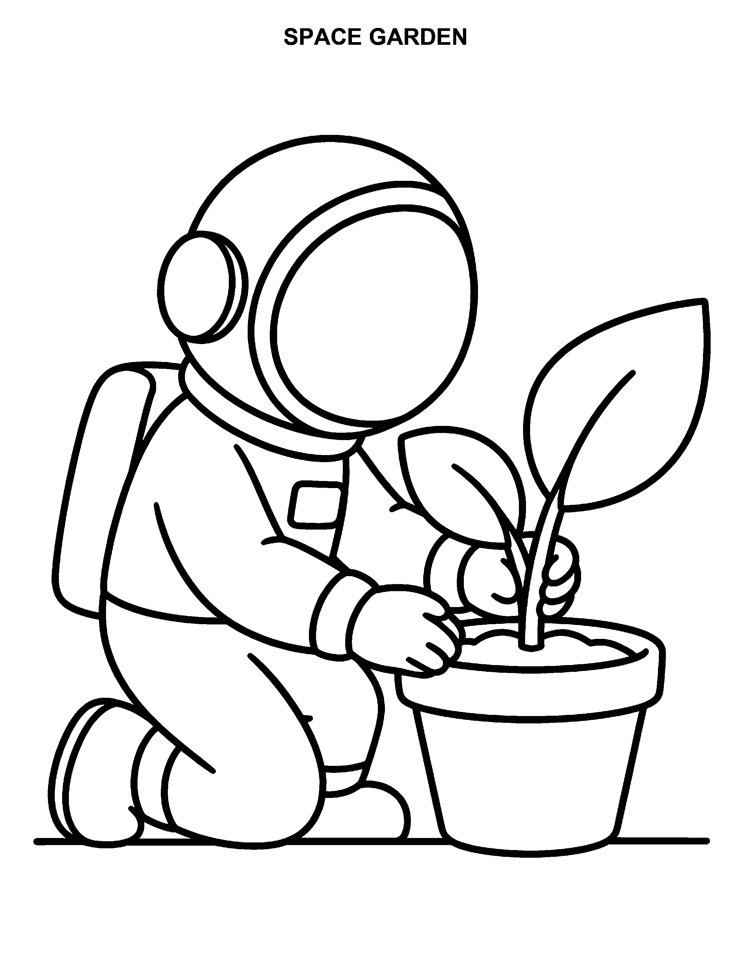 Space Garden black-and-white printable