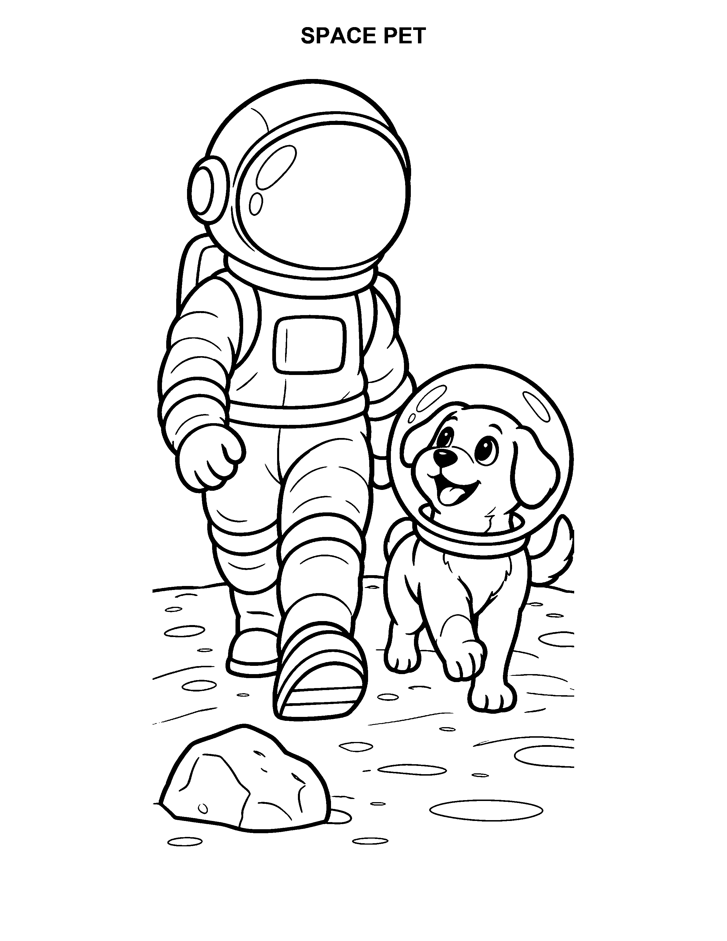 Space Pet black-and-white printable
