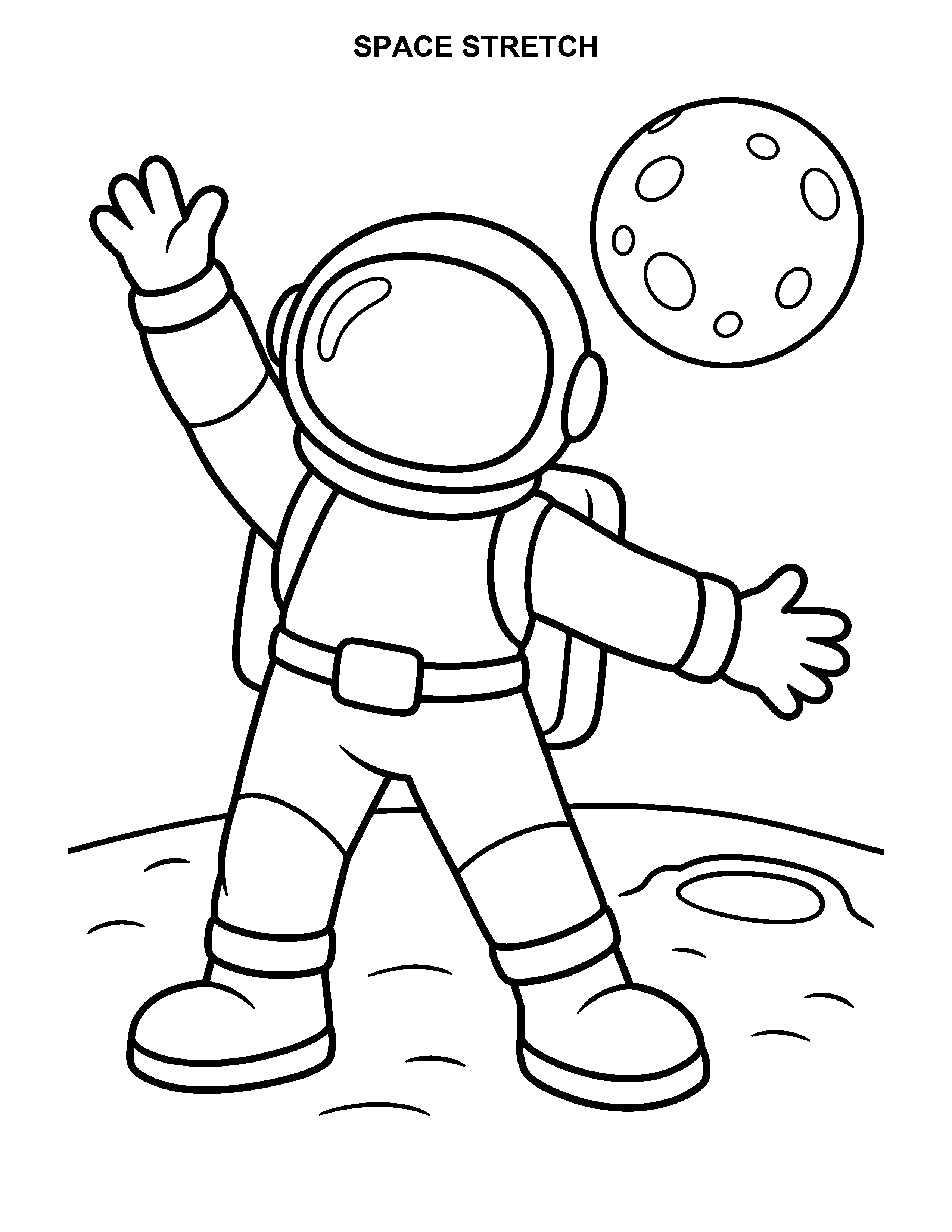 Space Stretch black-and-white printable
