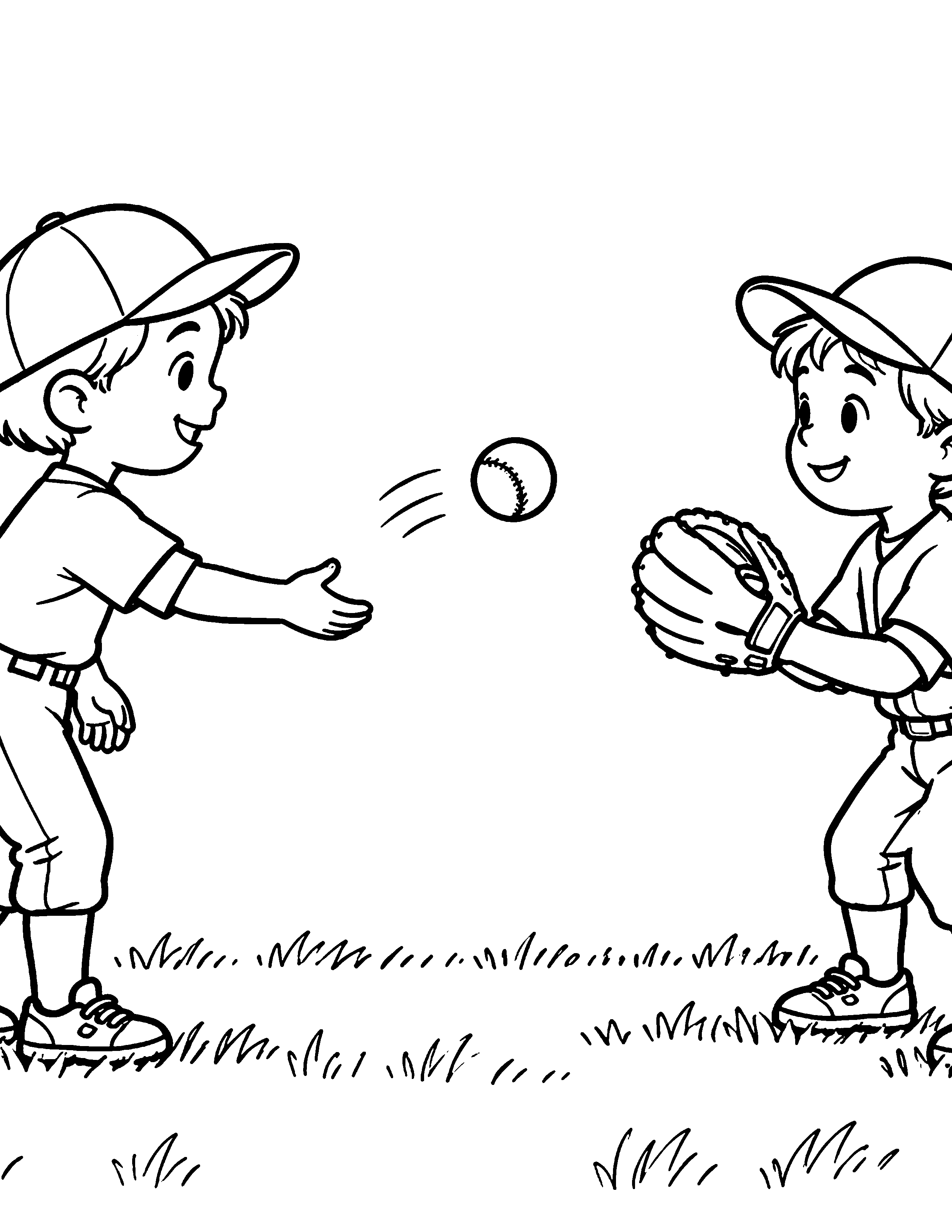 Practice Toss black-and-white baseball coloring page