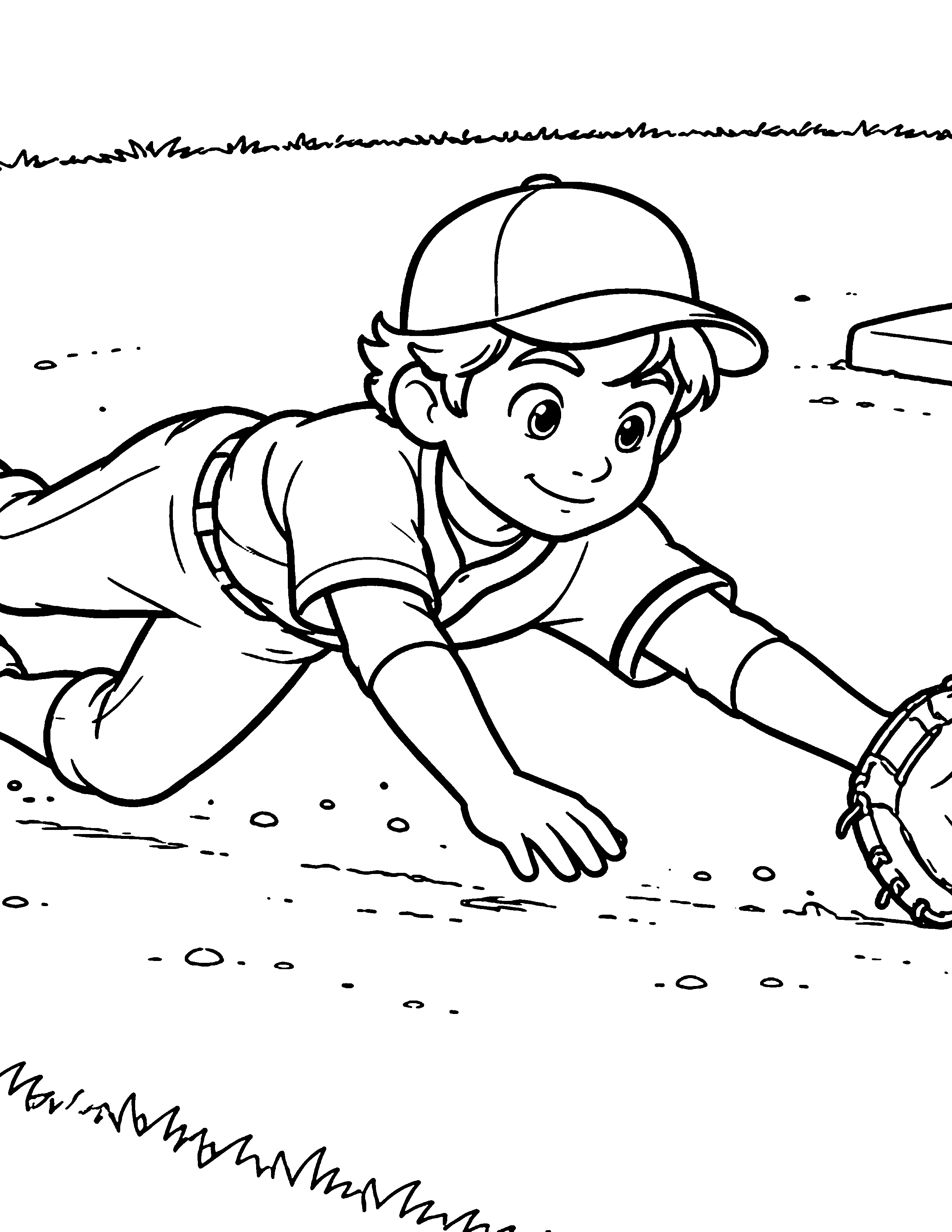 Shortstop Diving Stop black-and-white baseball coloring page