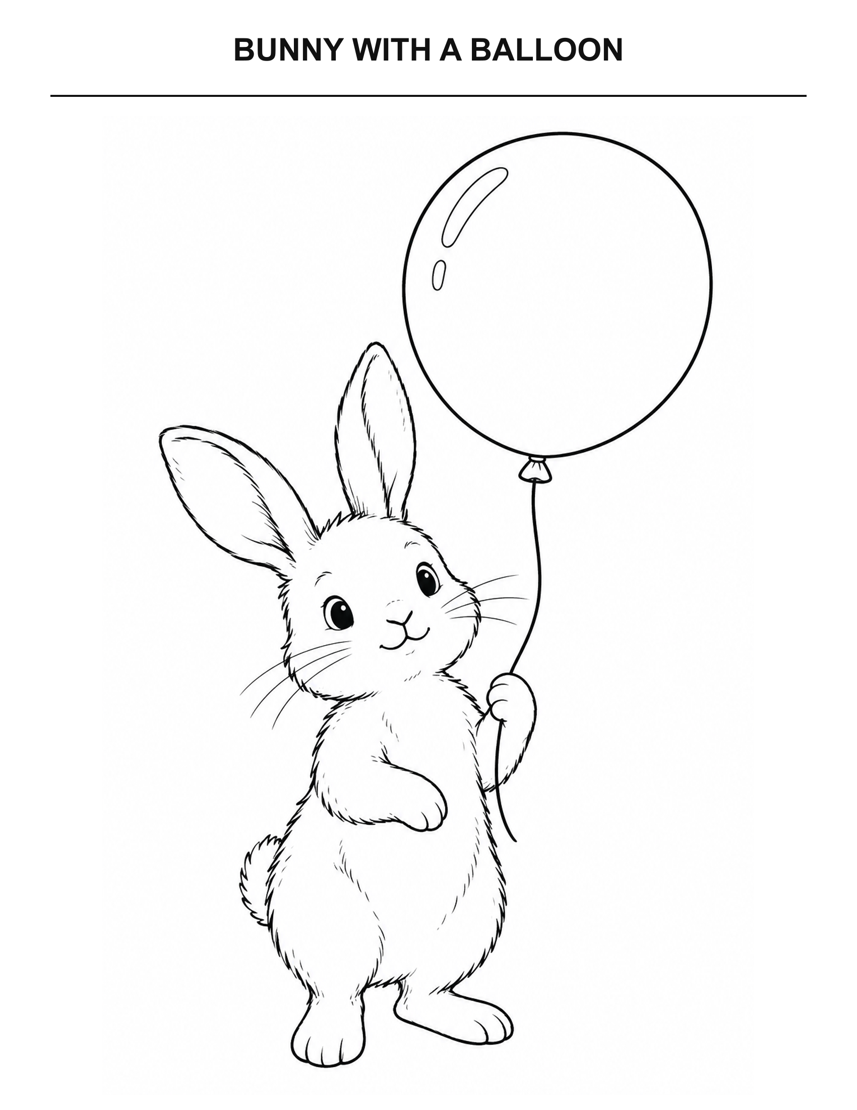 Bunny with a Balloon coloring page for printing