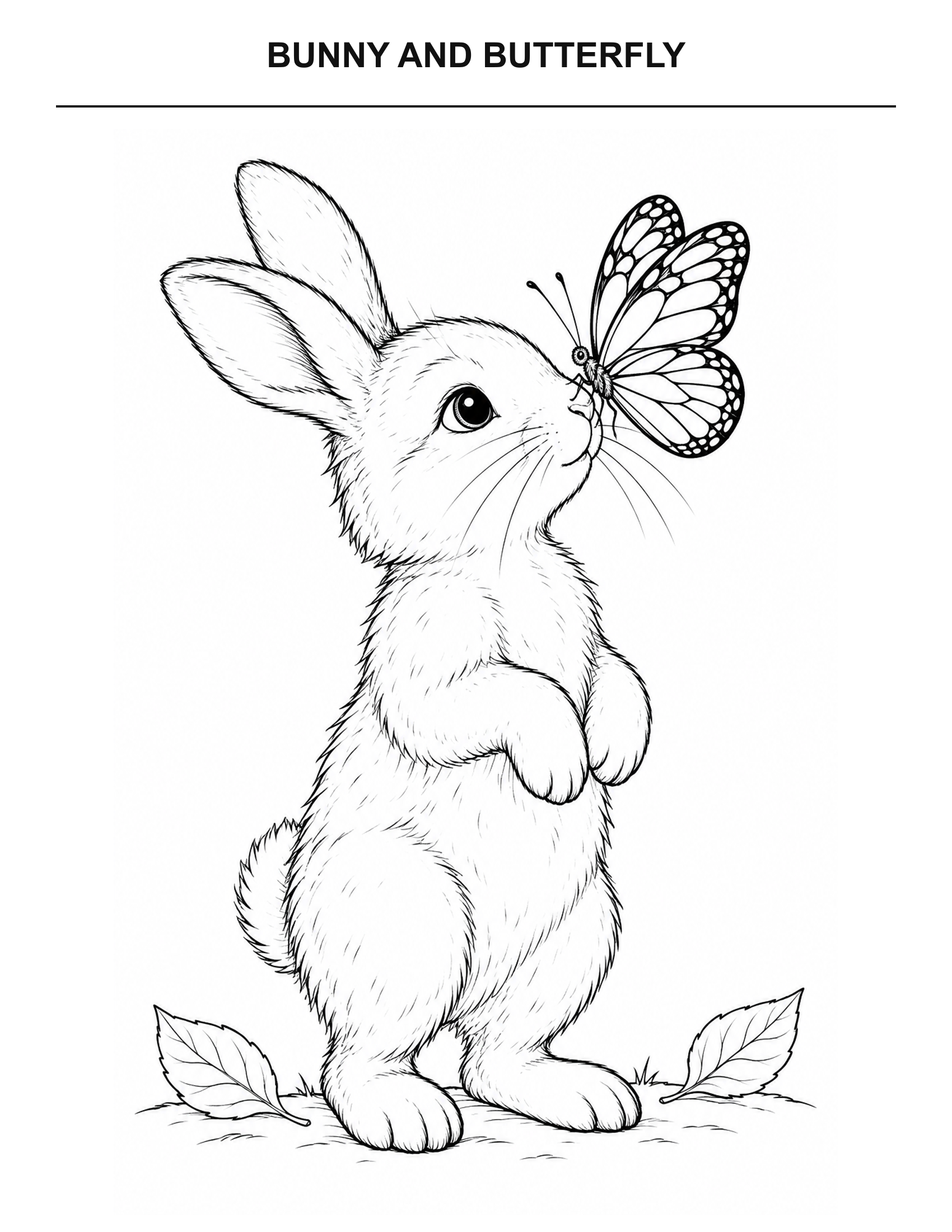 Bunny and Butterfly coloring page for printing