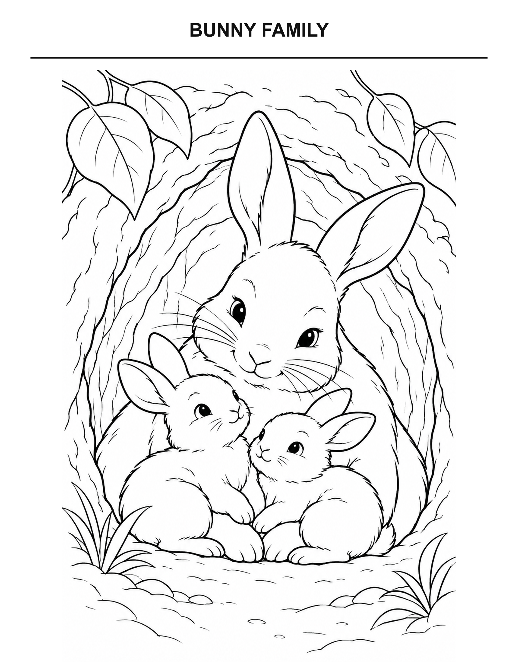 Bunny Family coloring page for printing