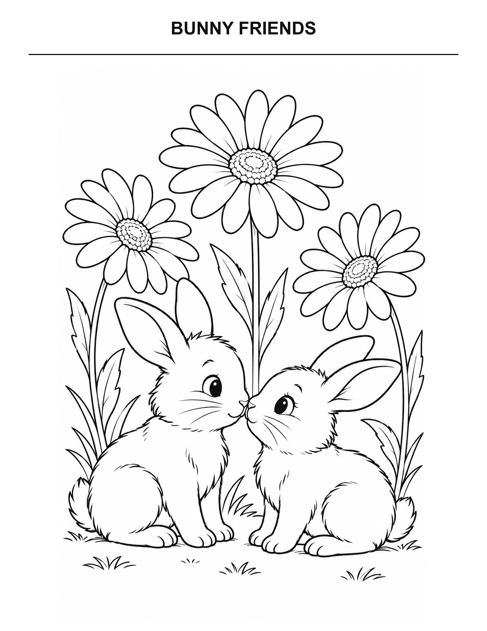 Bunny Friends coloring page for printing
