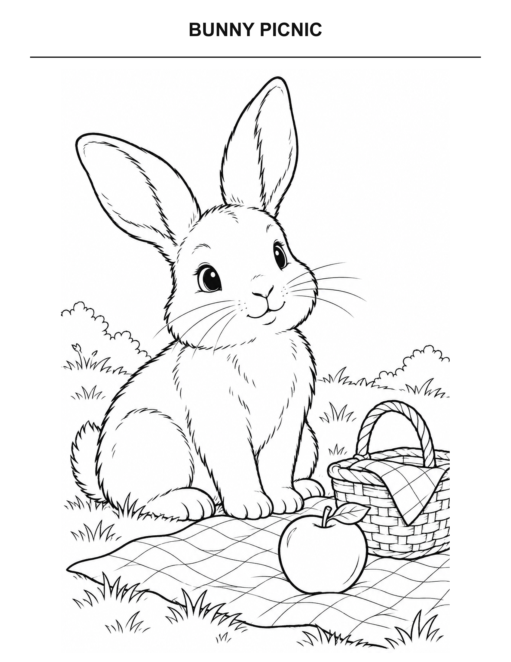 Bunny Picnic coloring page for printing