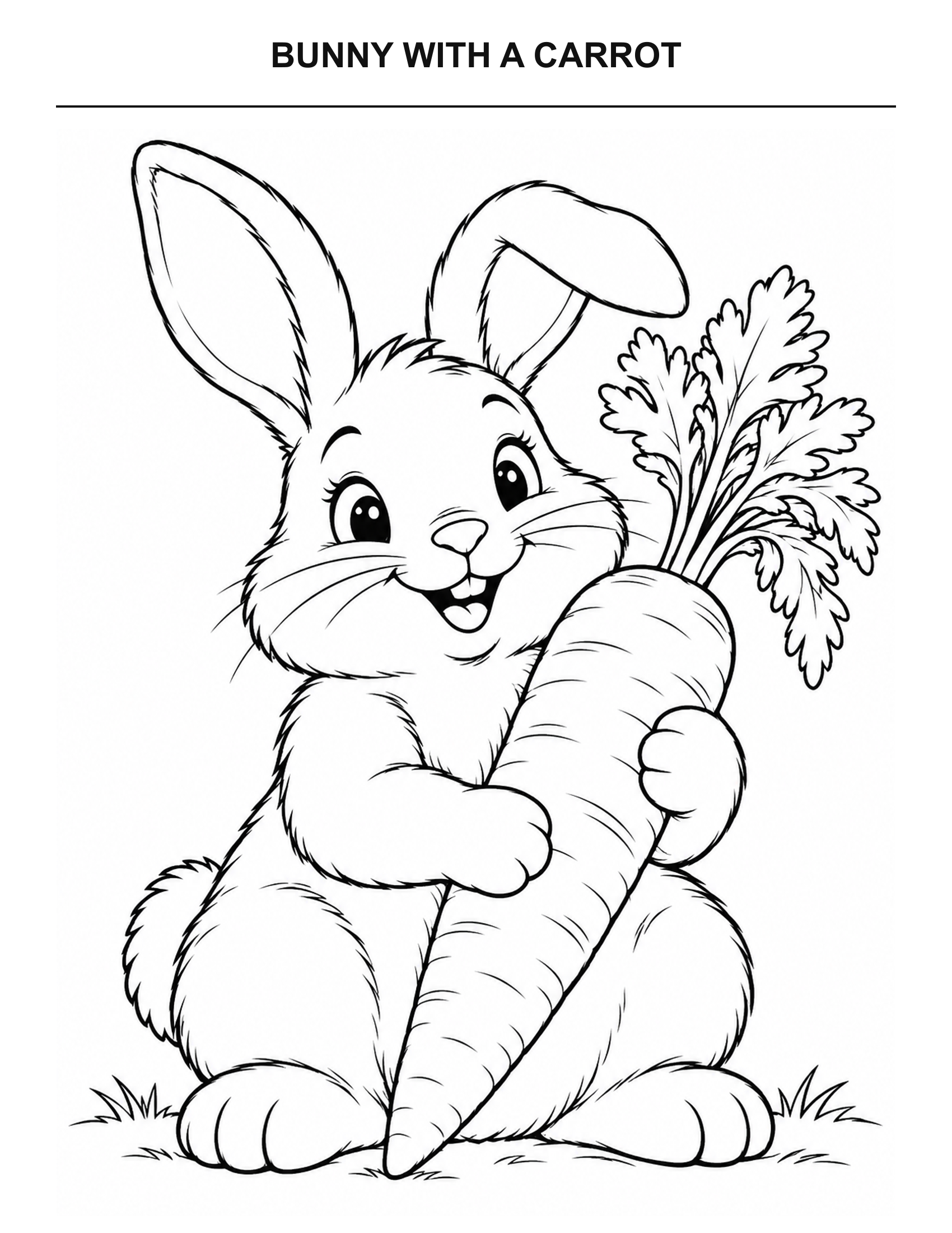 Bunny with a Carrot coloring page for printing