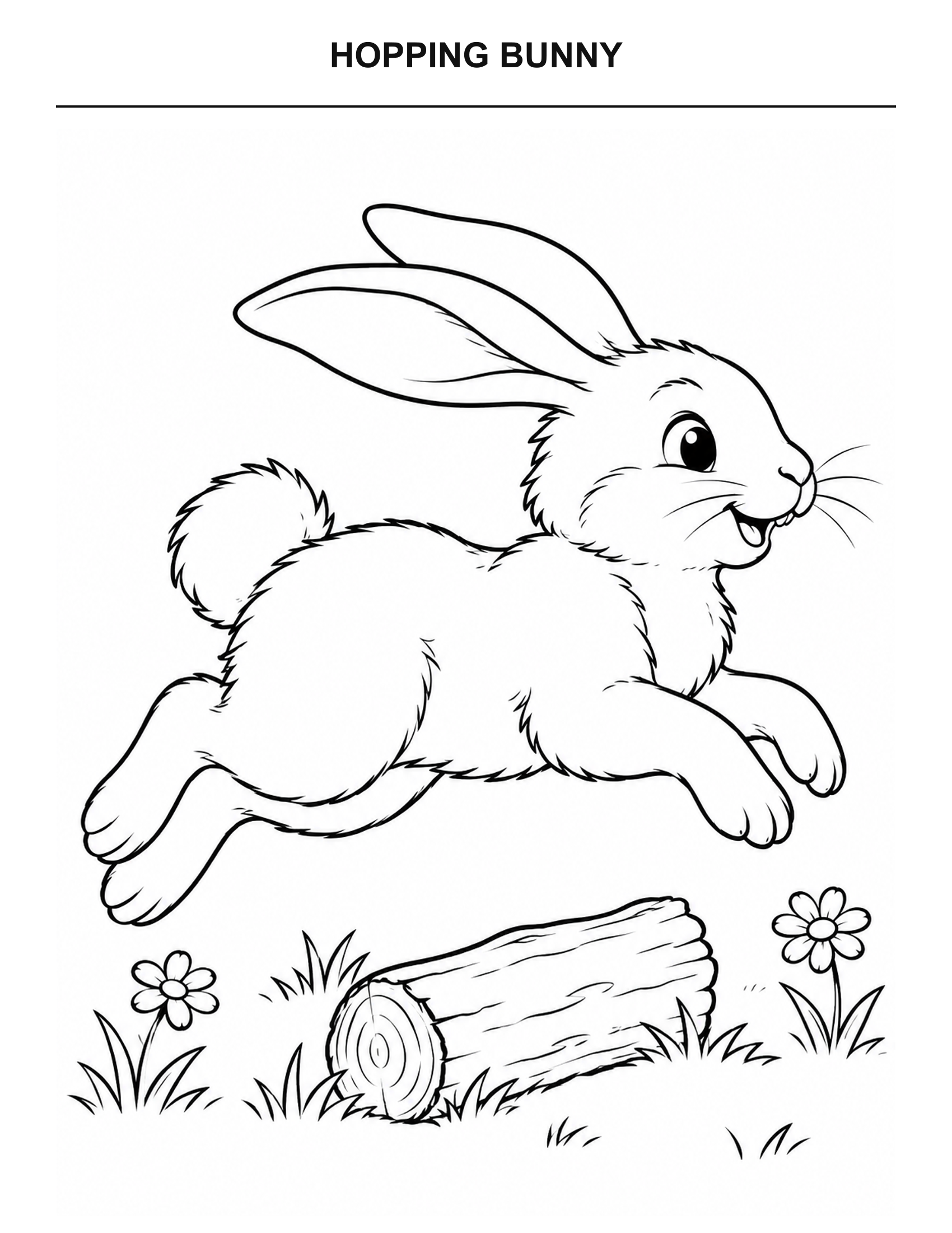 Hopping Bunny coloring page for printing
