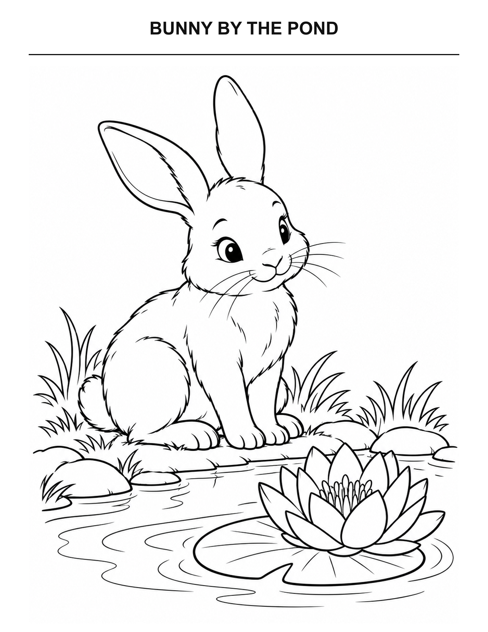 Bunny by the Pond coloring page for printing