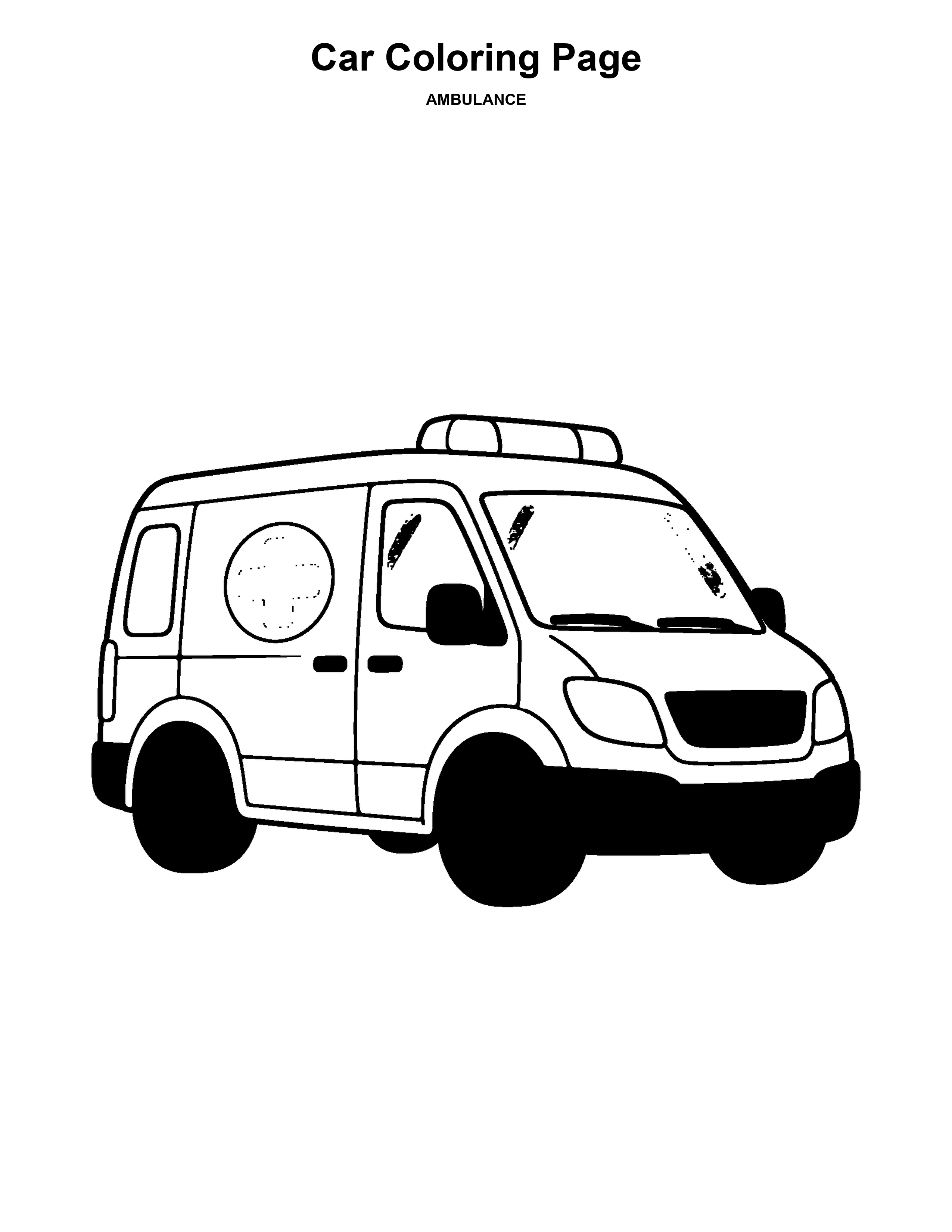 Ambulance black-and-white coloring page