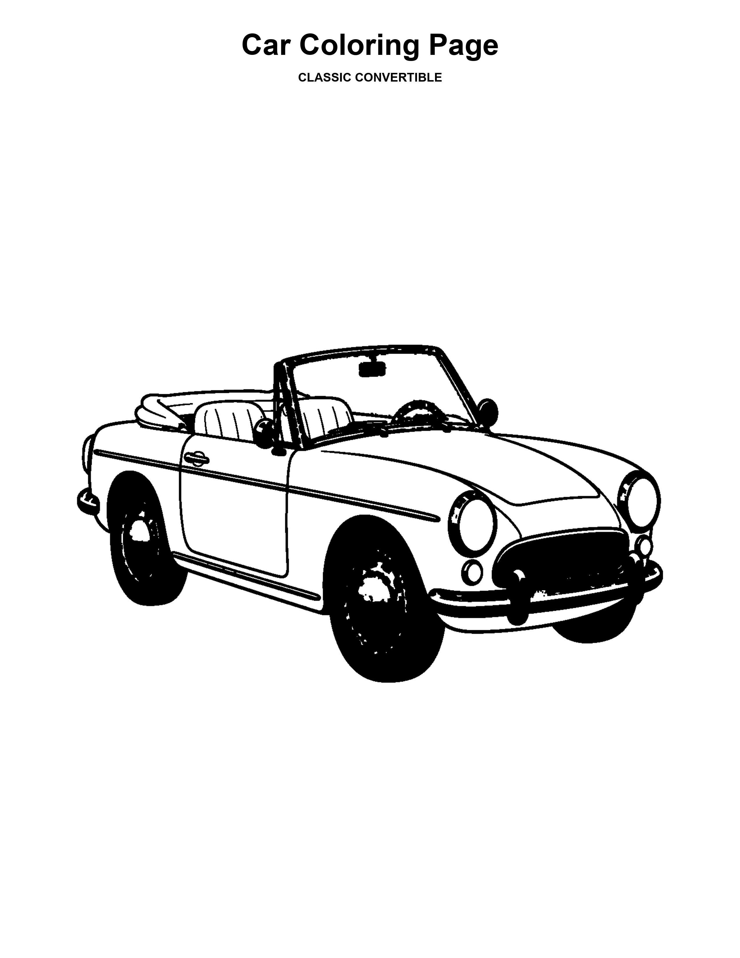 Classic Convertible black-and-white coloring page