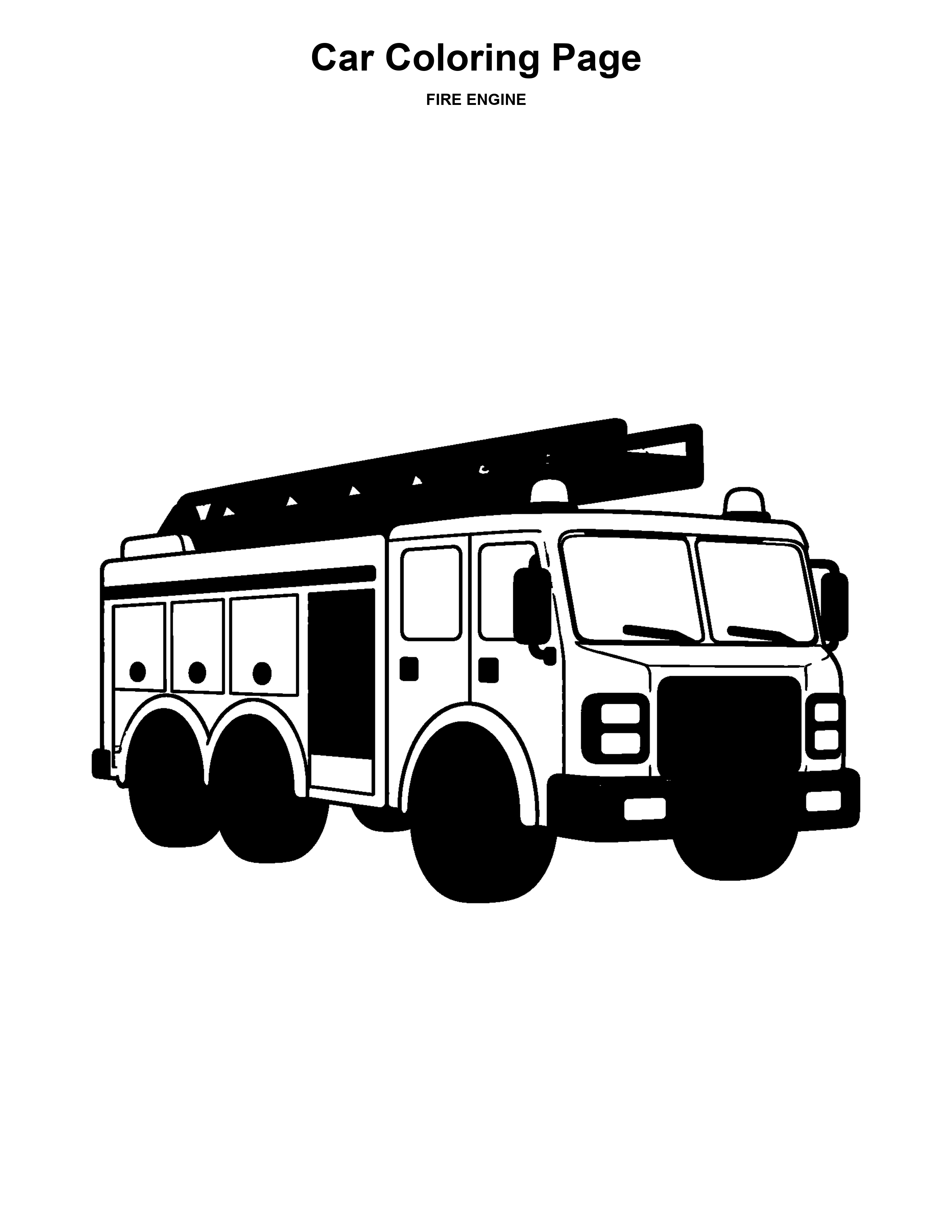 Fire Engine black-and-white coloring page