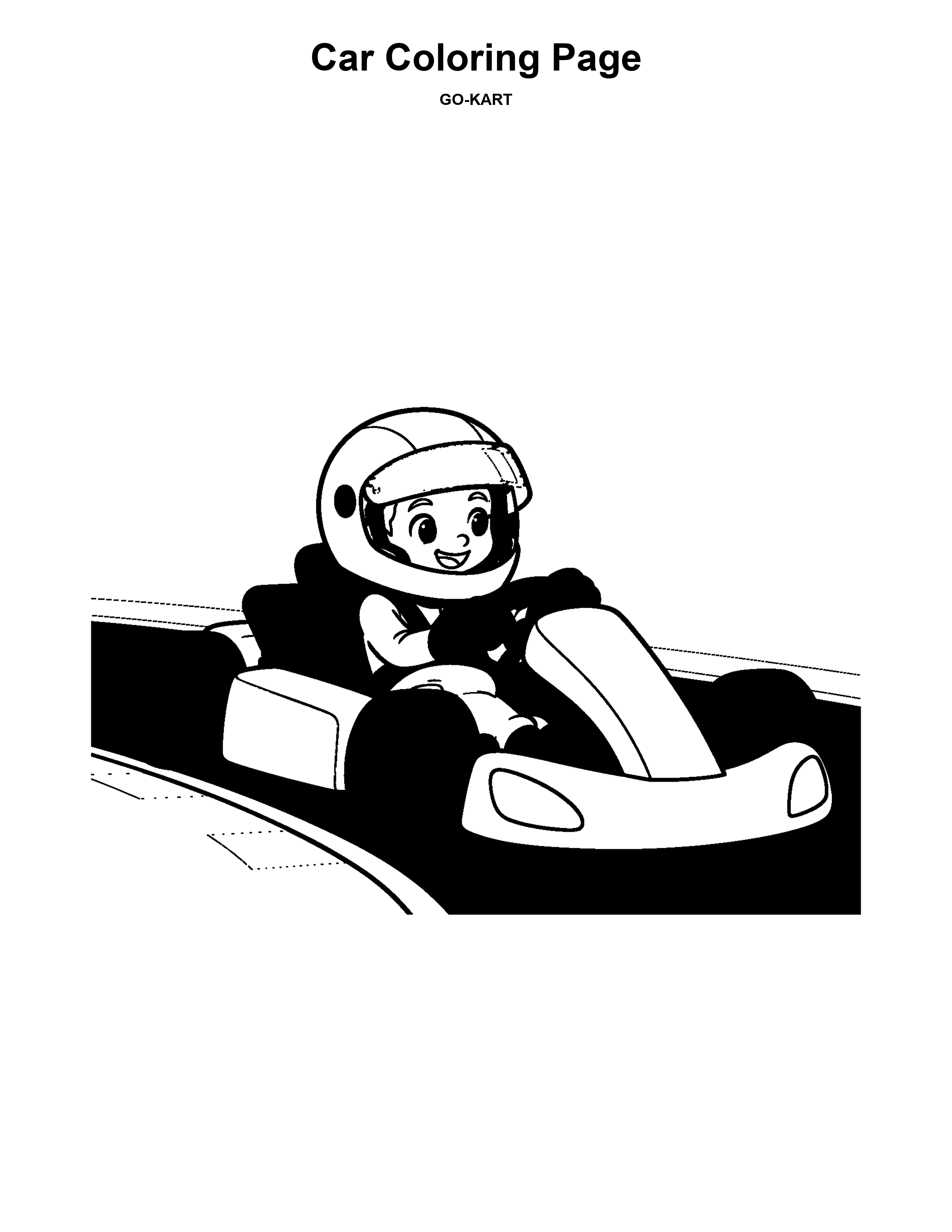 Go-Kart black-and-white coloring page