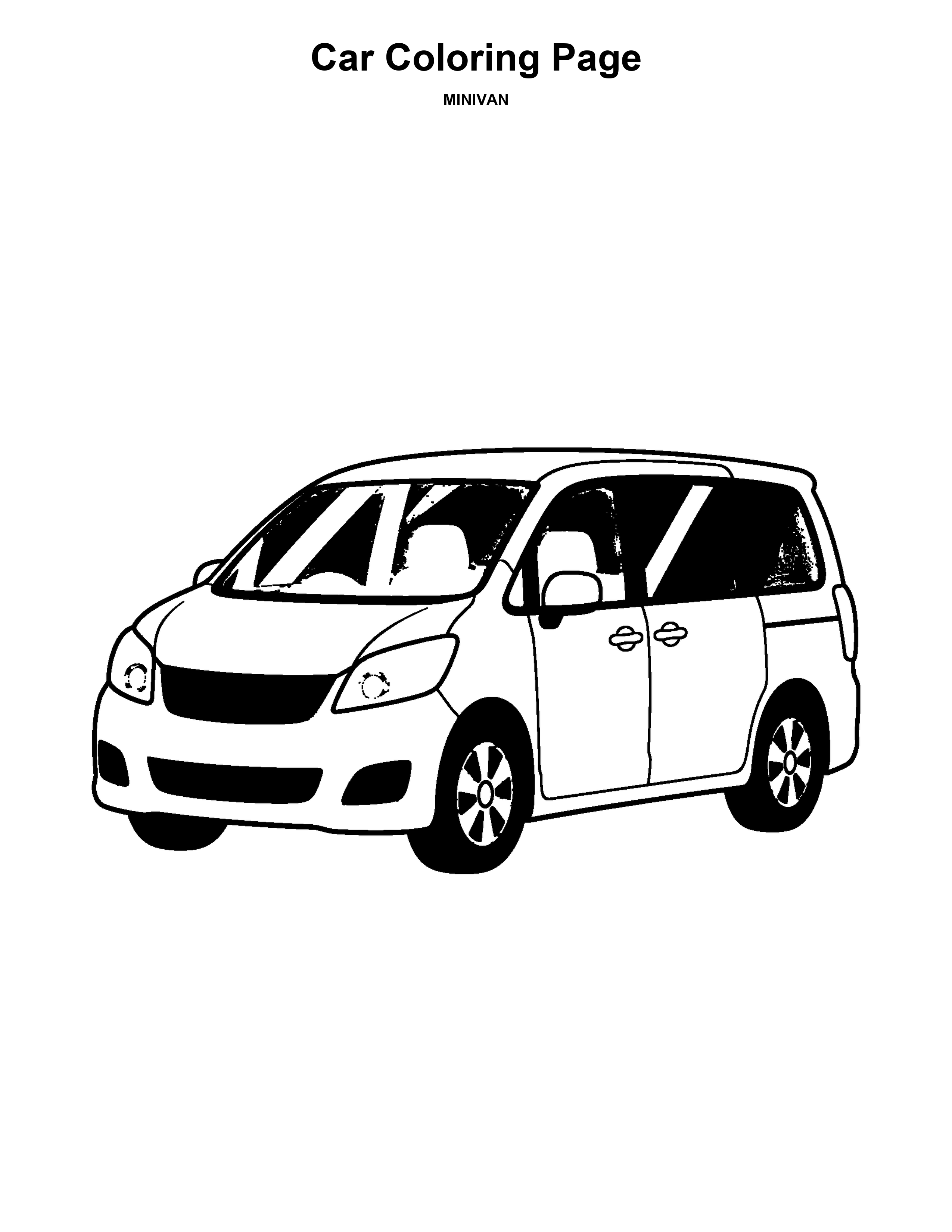 Minivan black-and-white coloring page