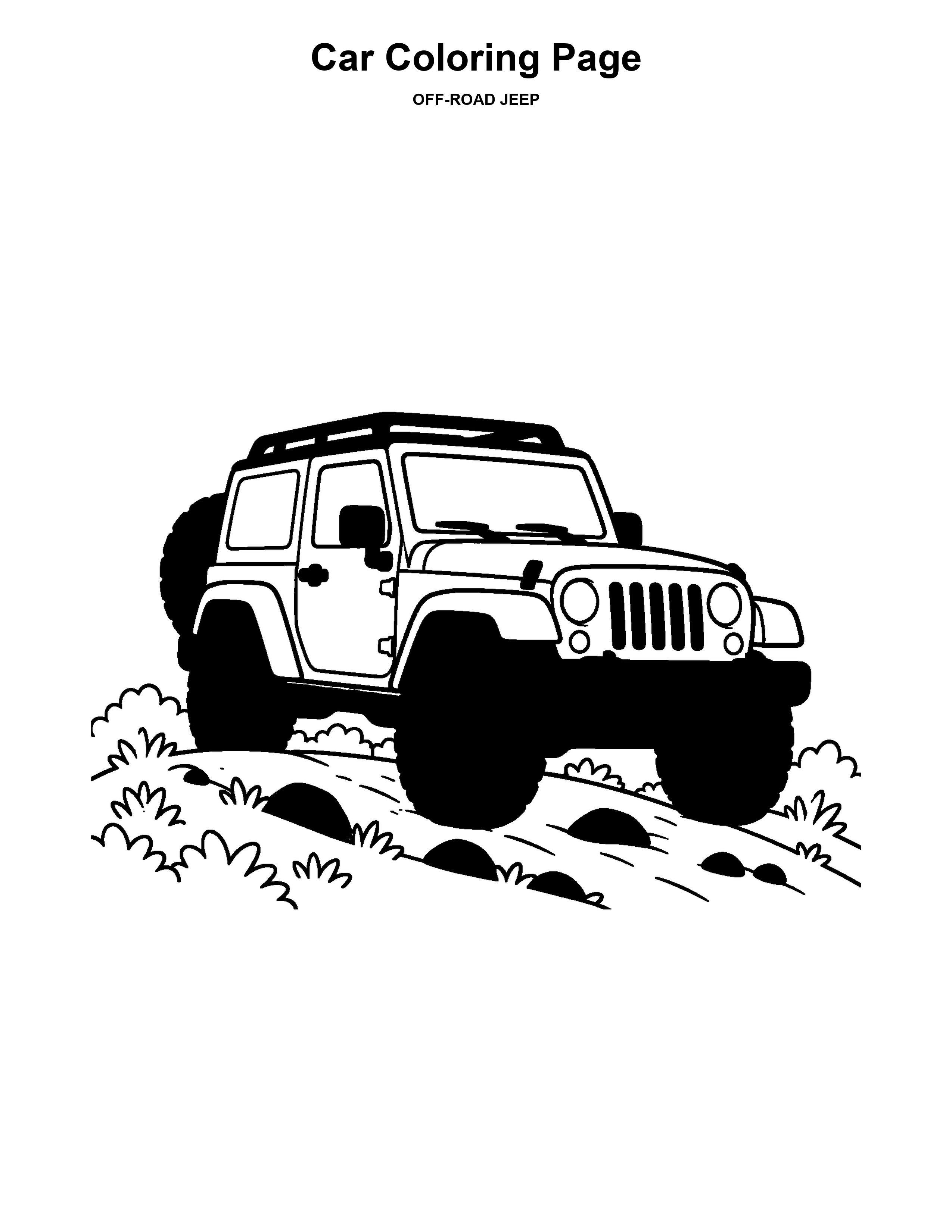 Off-Road Jeep black-and-white coloring page