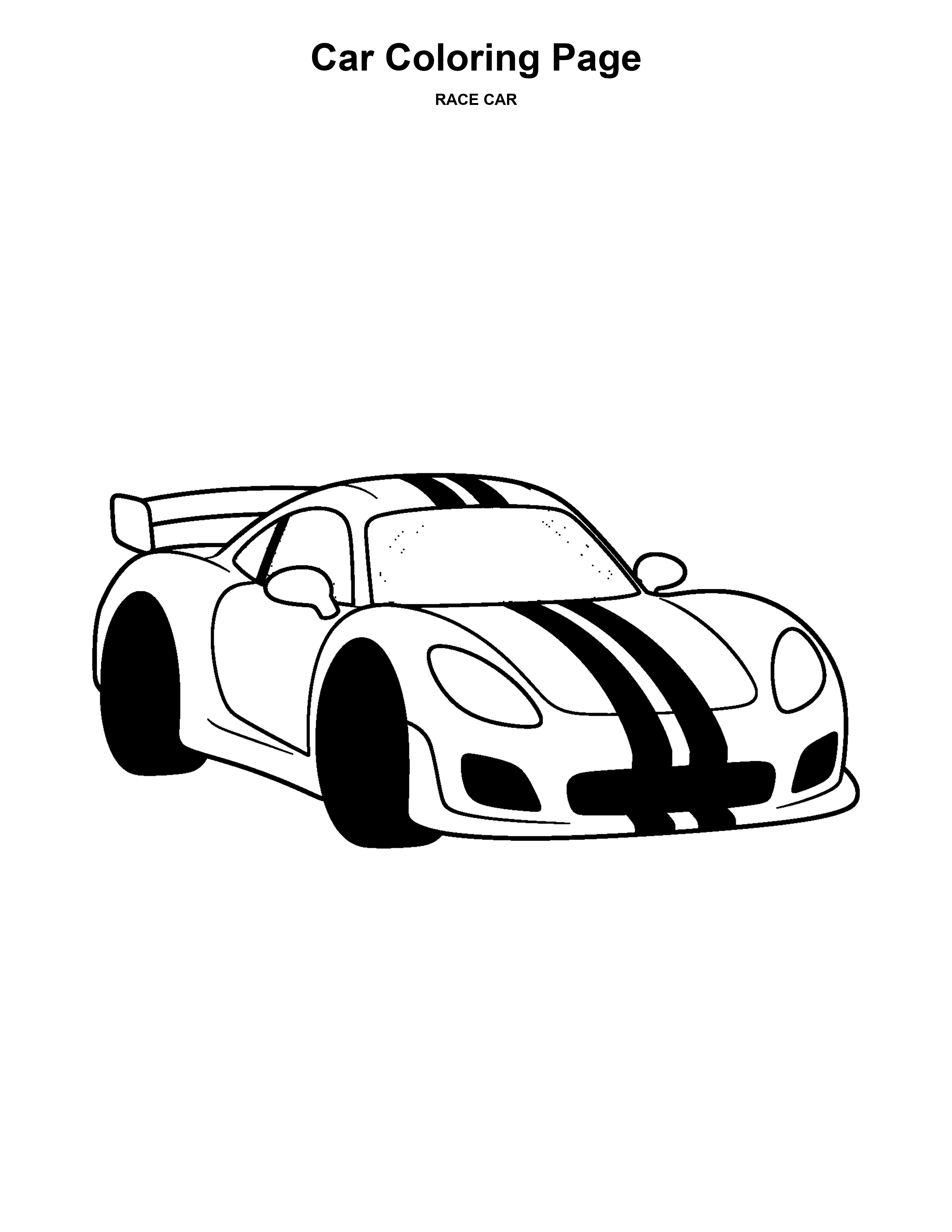 Race Car black-and-white coloring page