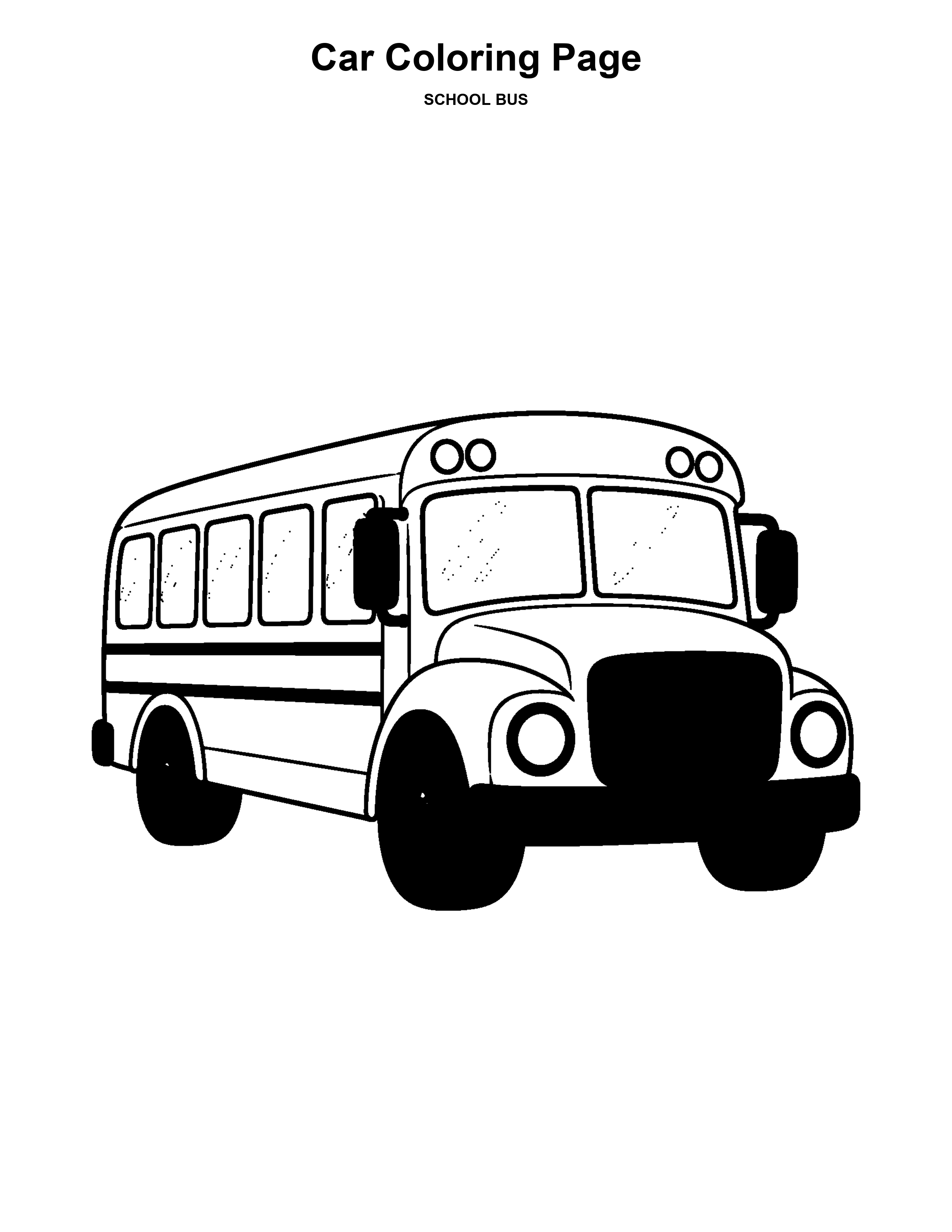 School Bus black-and-white coloring page