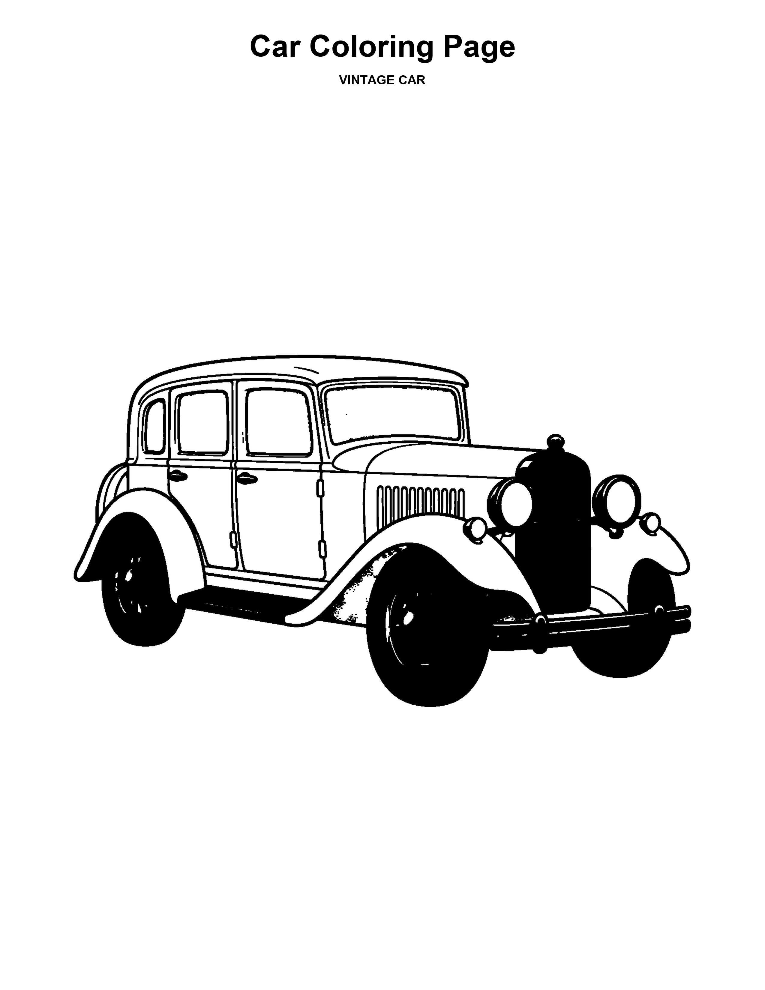 Vintage Car black-and-white coloring page