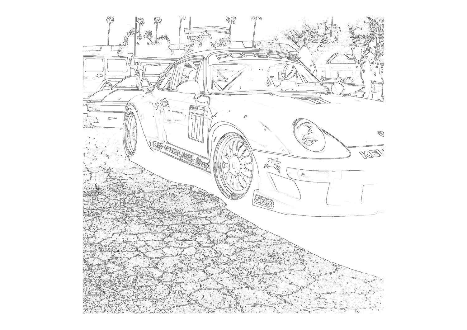 Actual Clean Outline output from the cropped vehicle photo, A4 landscape