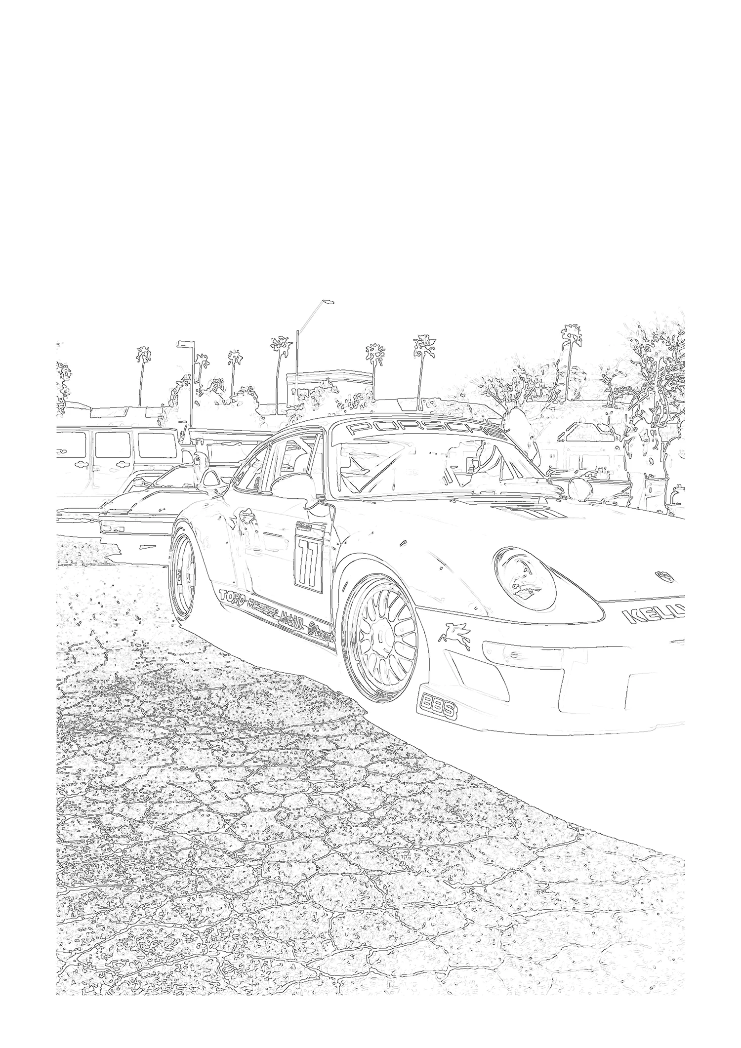 Actual Clean Outline output from the full vehicle photo, A4 portrait