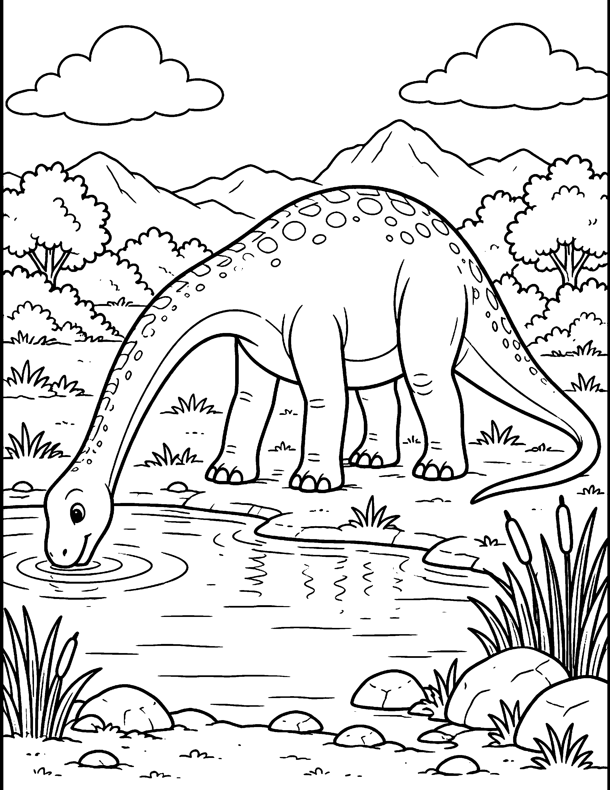 Apatosaurus black-and-white coloring page