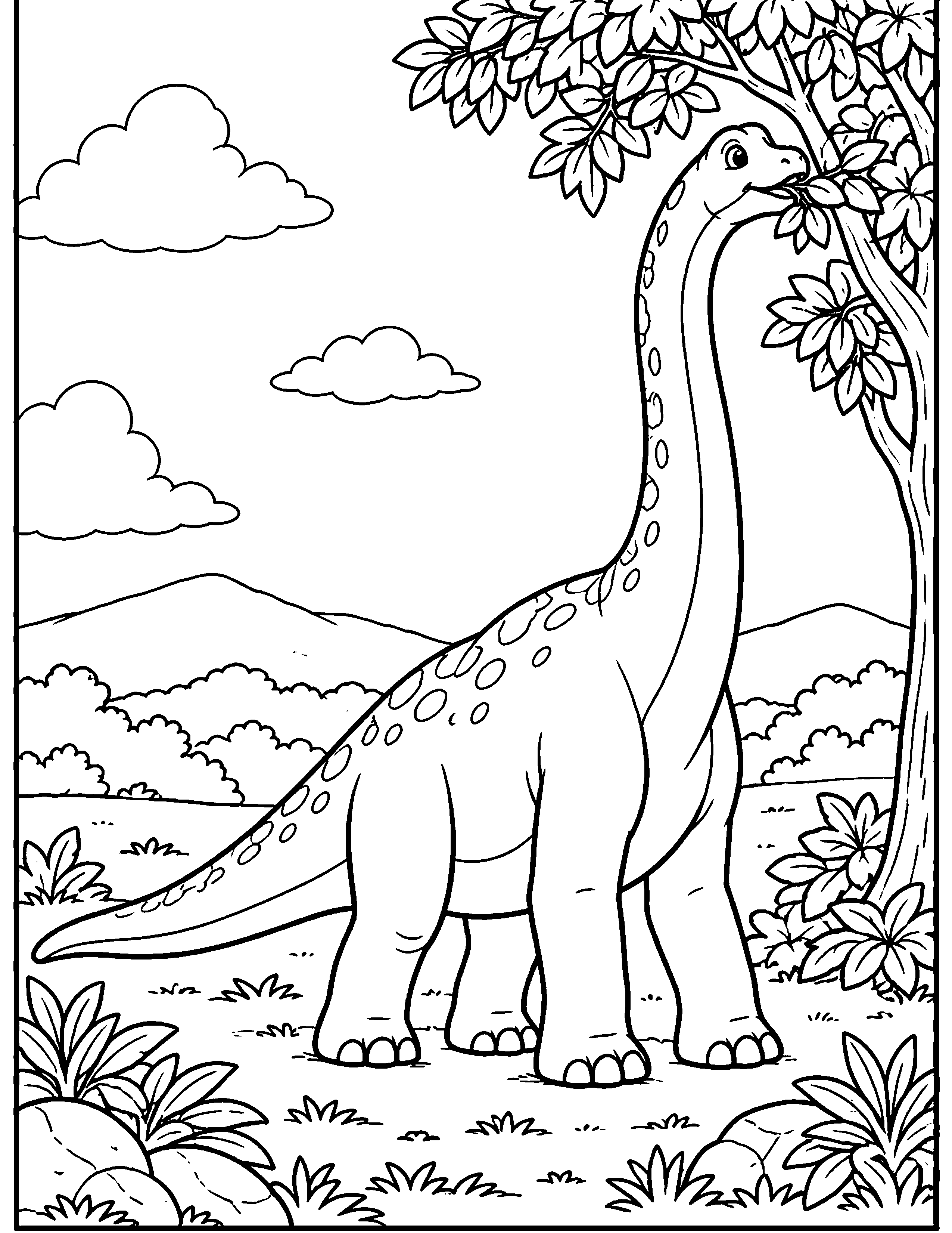 Brachiosaurus black-and-white coloring page
