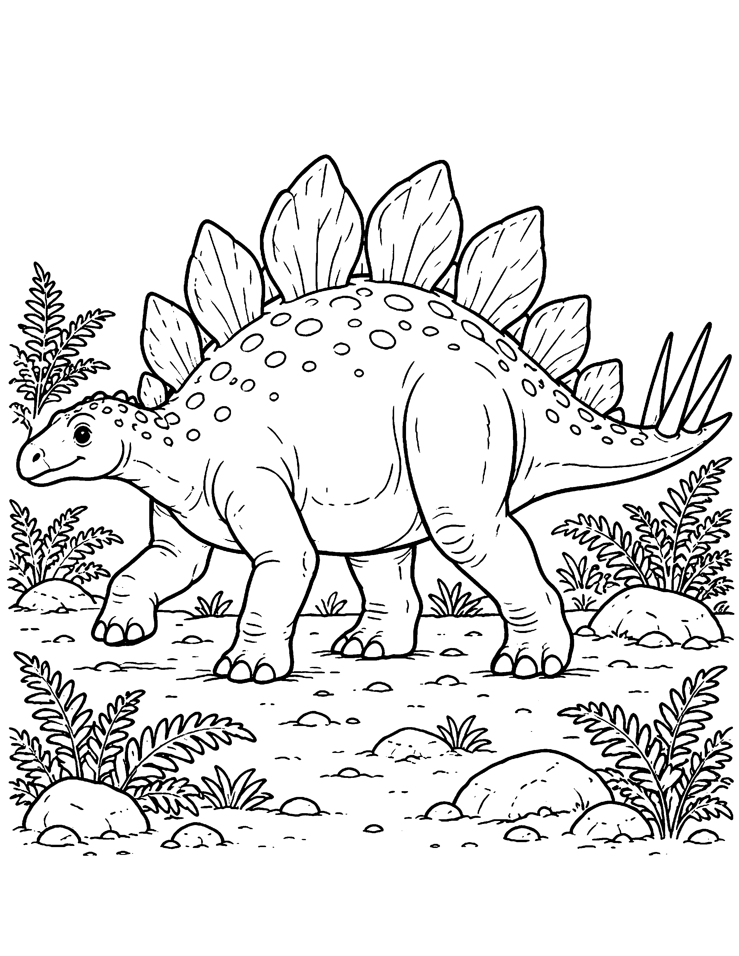 Stegosaurus black-and-white coloring page