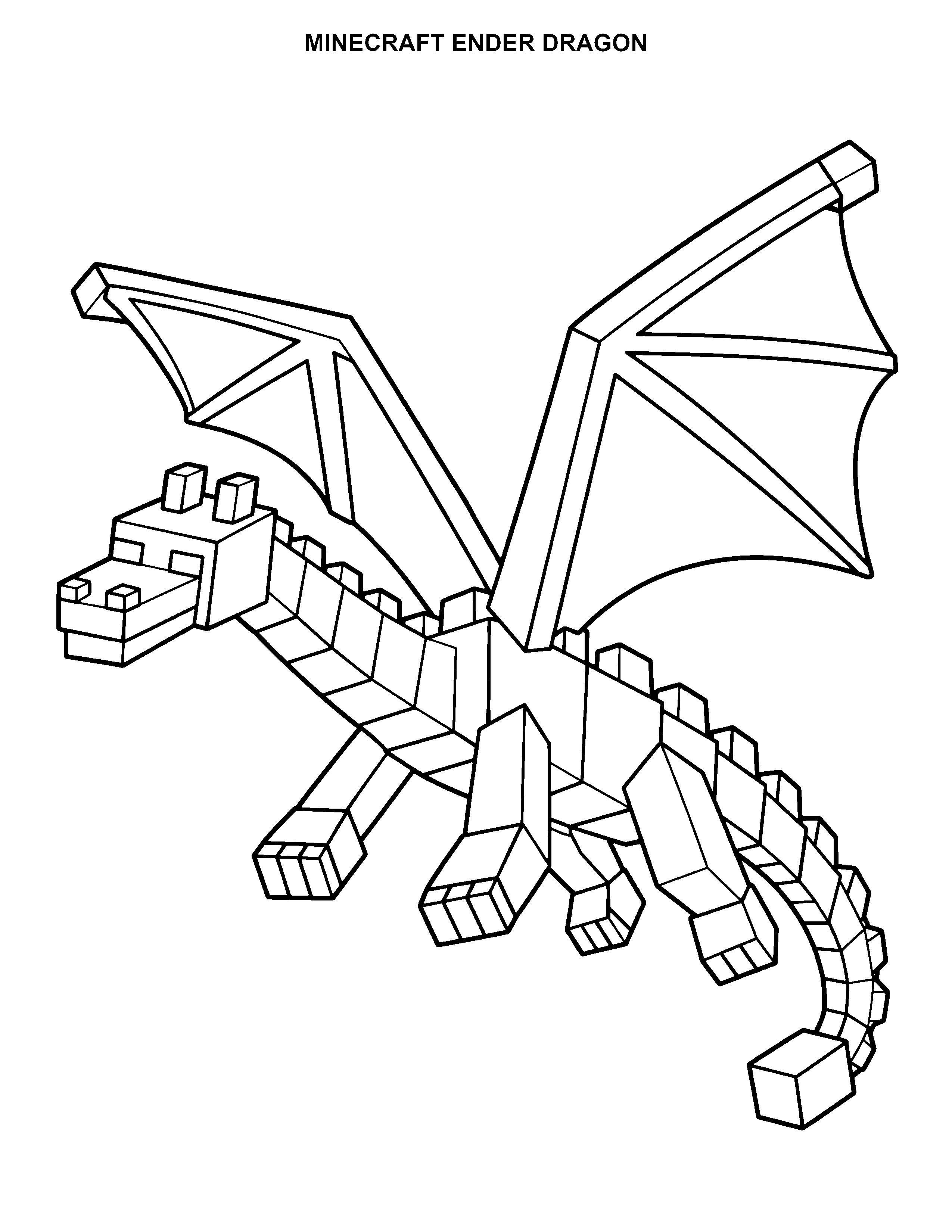 Minecraft Ender Dragon printable black-and-white coloring page