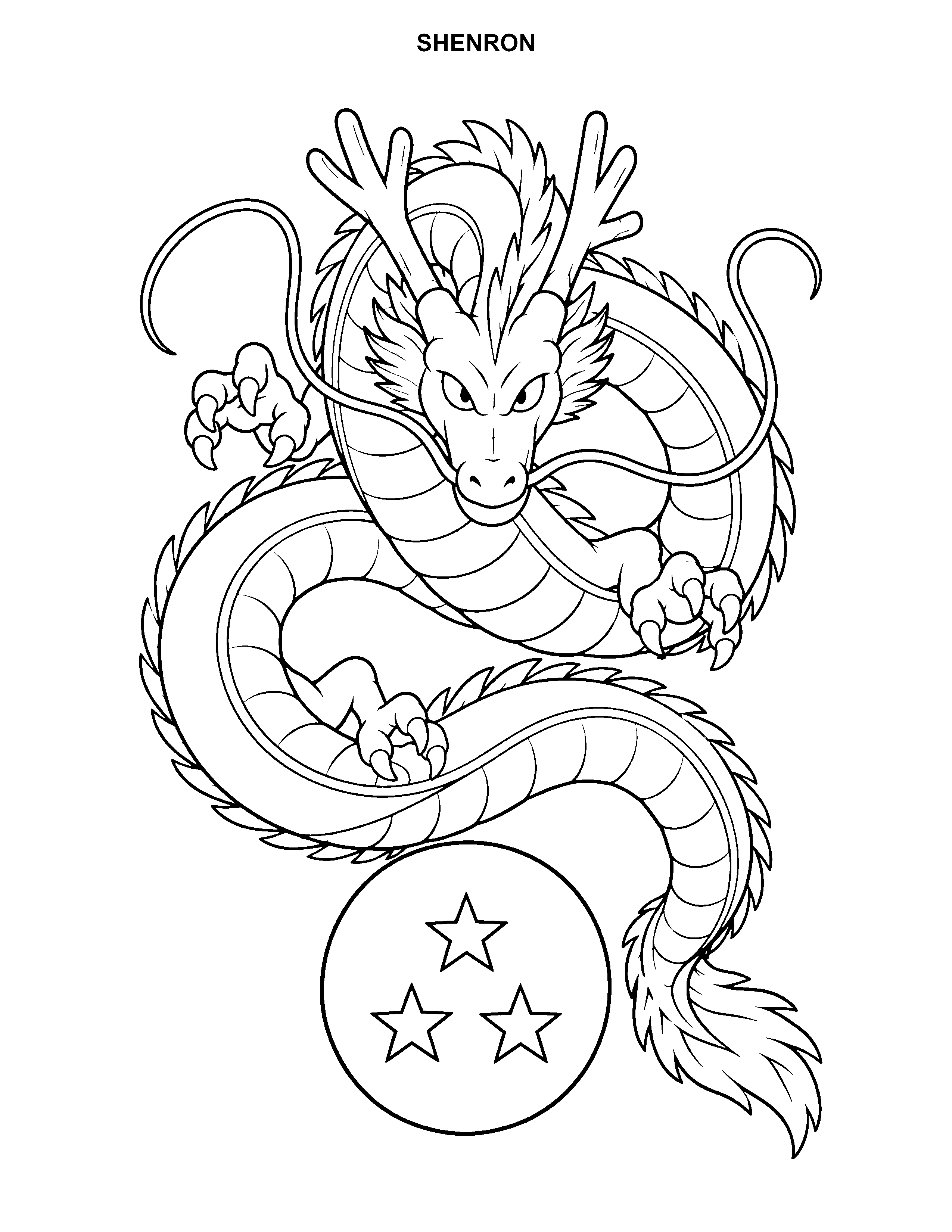 Shenron printable black-and-white coloring page
