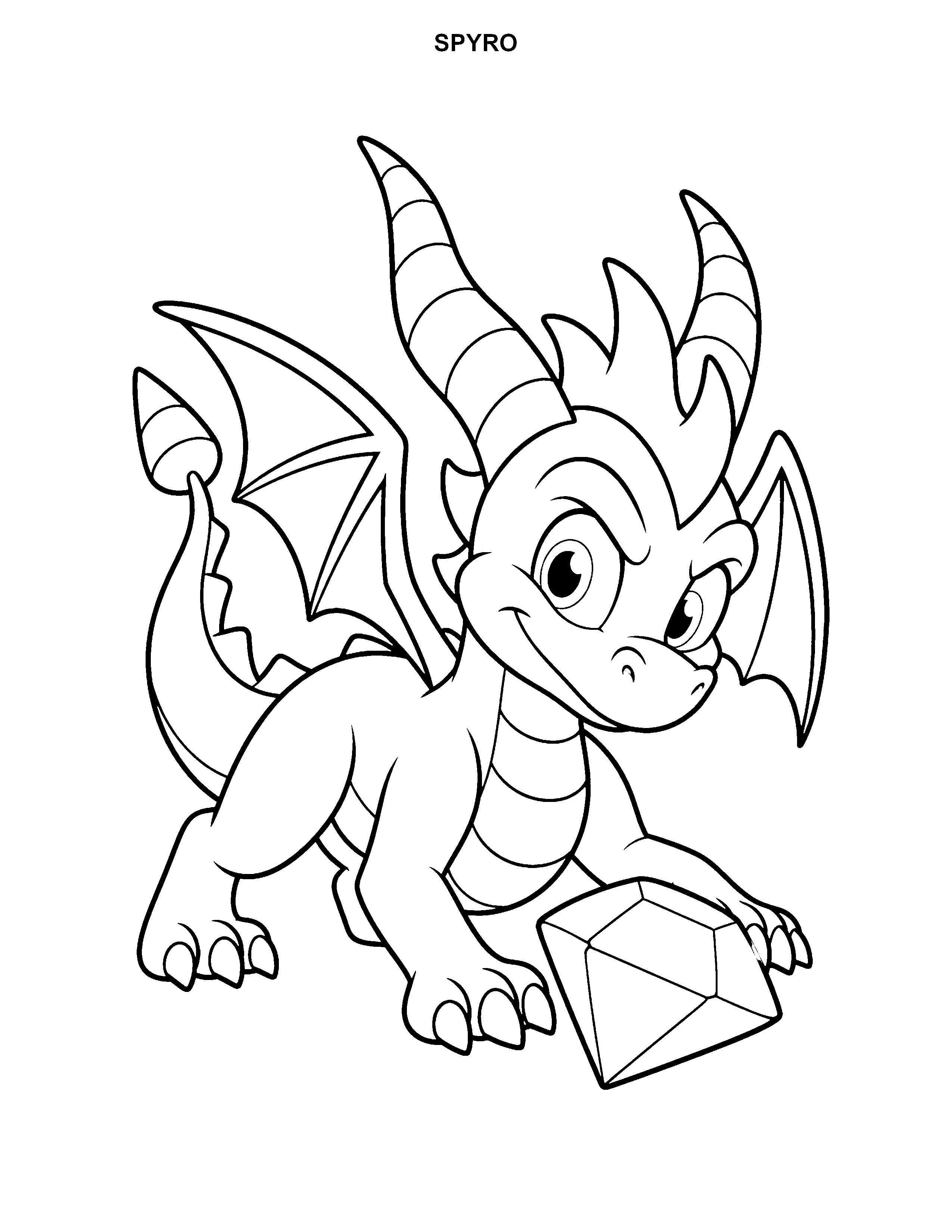 Spyro printable black-and-white coloring page