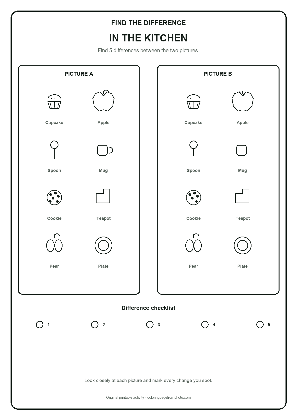 Printable in the kitchen find the difference printables activity