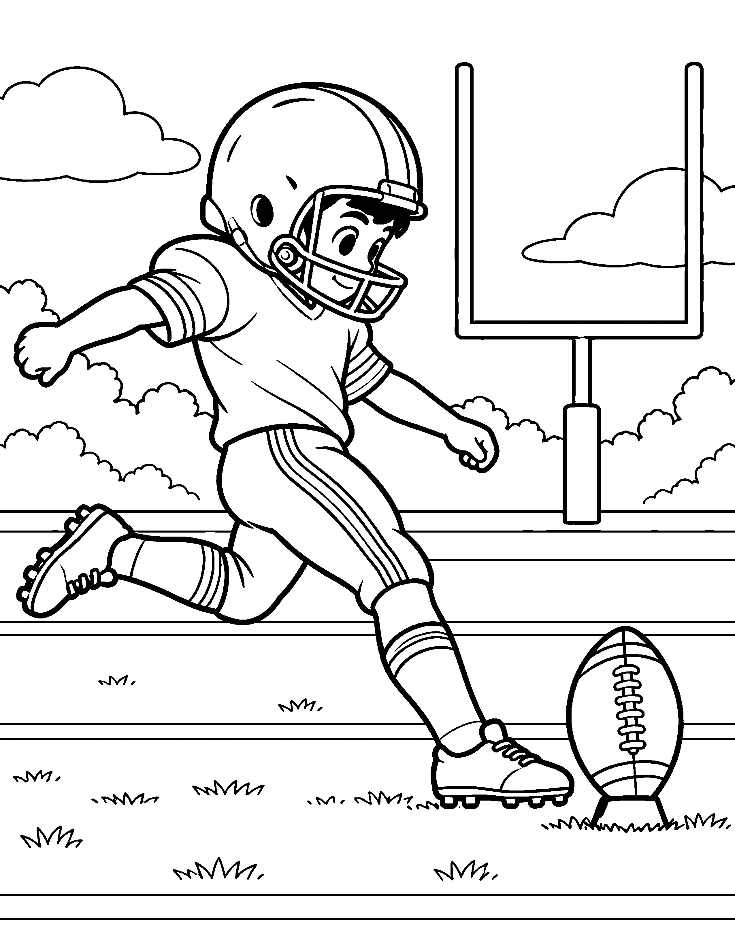 Field Goal Kick black-and-white coloring page