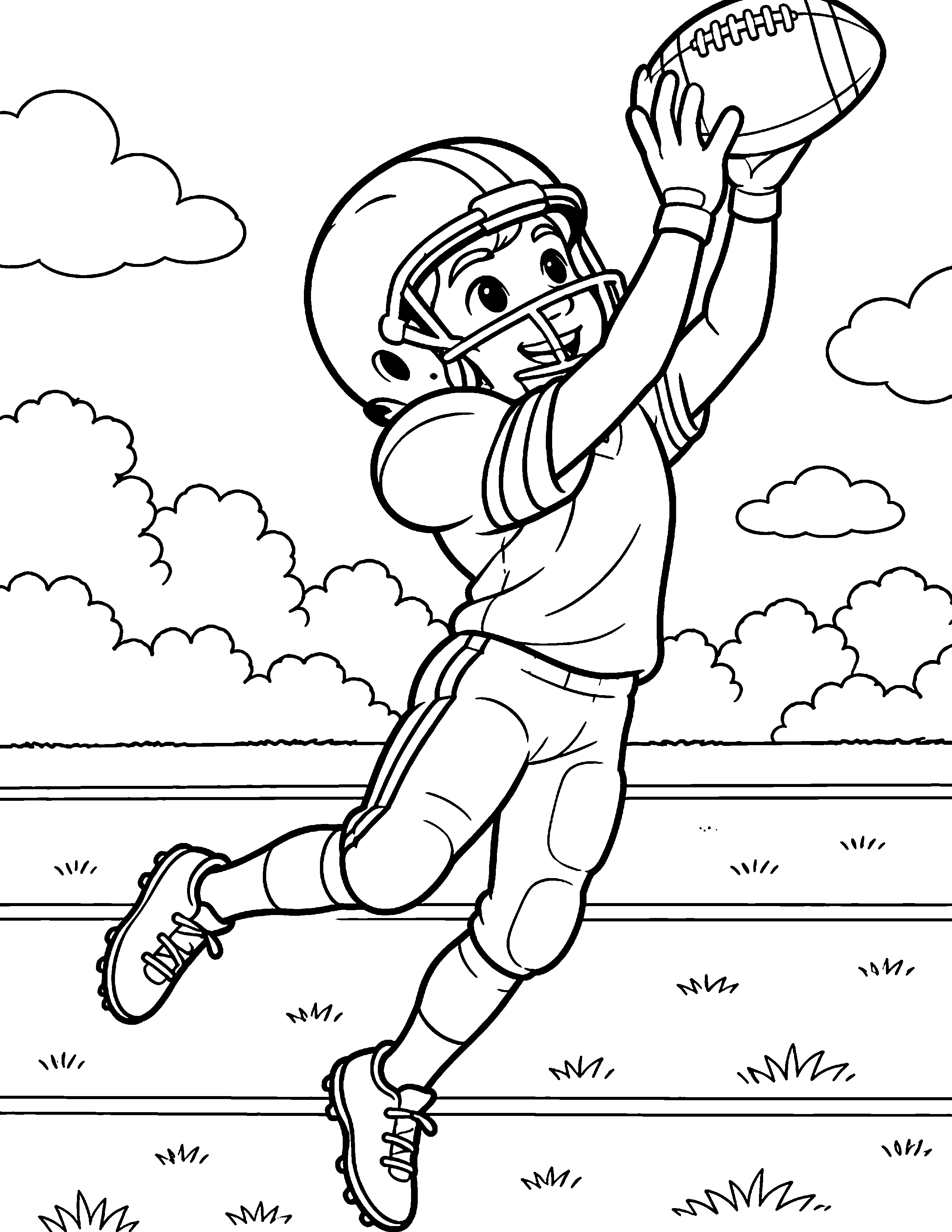 Receiver Catch black-and-white coloring page