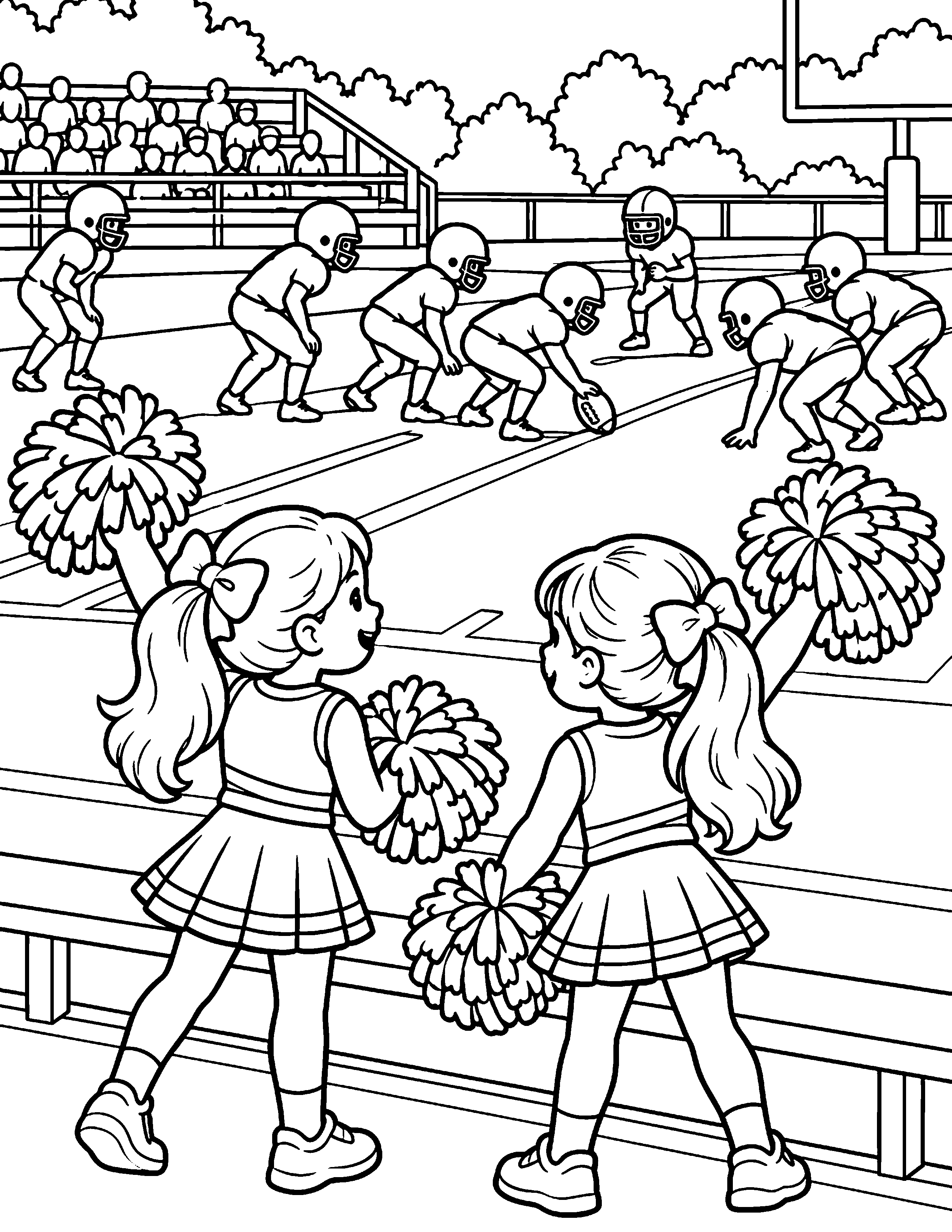Sideline Cheer black-and-white coloring page