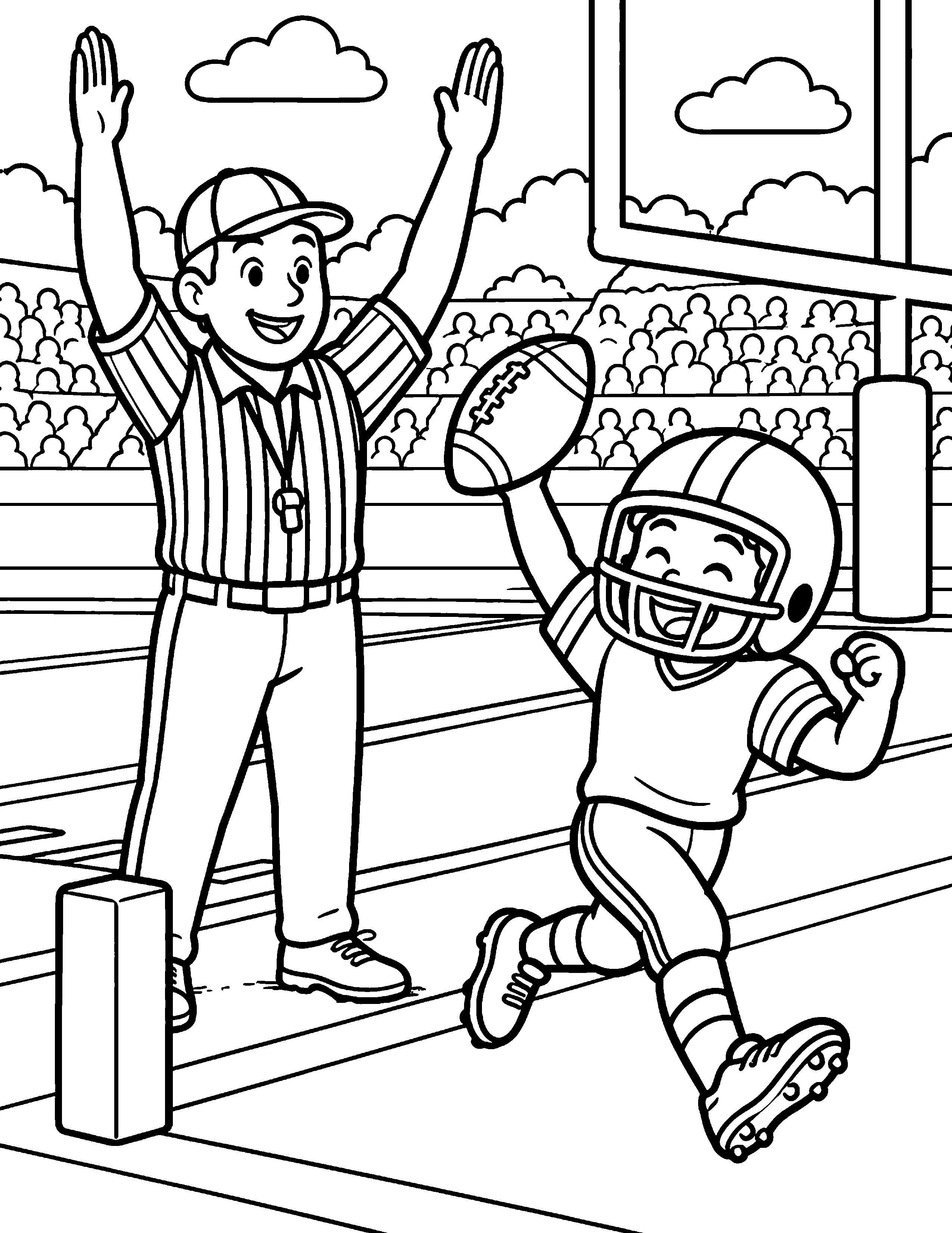 Touchdown Signal black-and-white coloring page