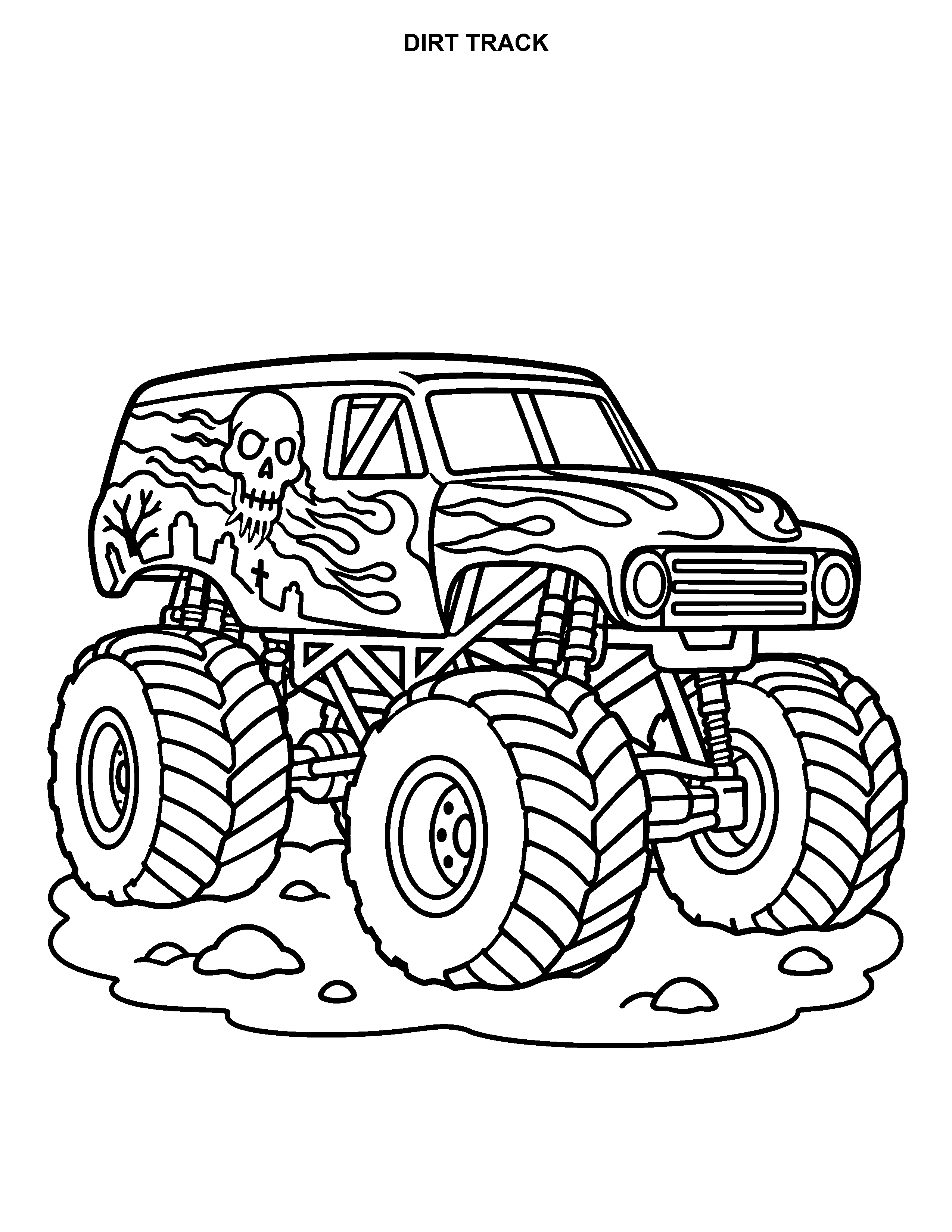 Dirt Track printable black-and-white coloring page