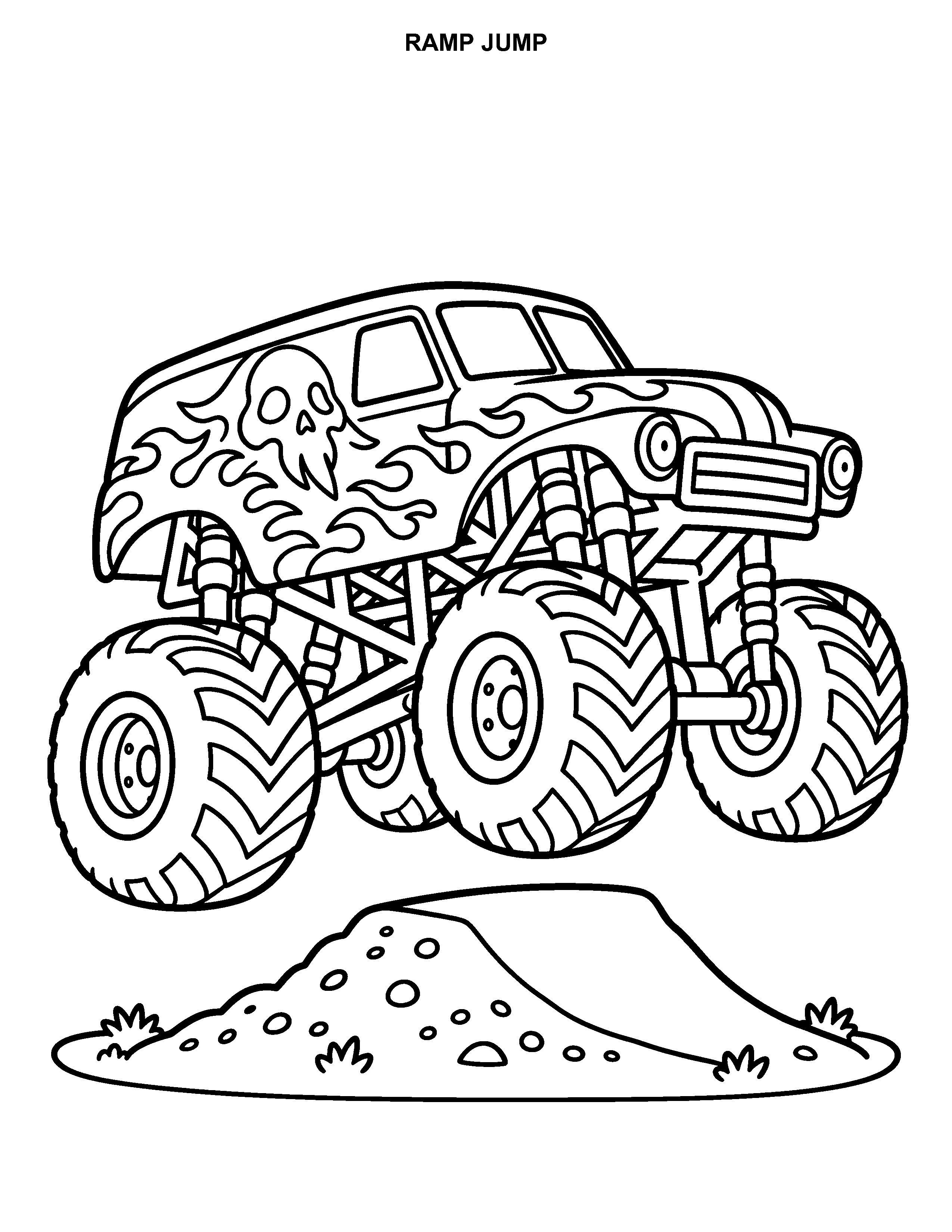 Ramp Jump printable black-and-white coloring page
