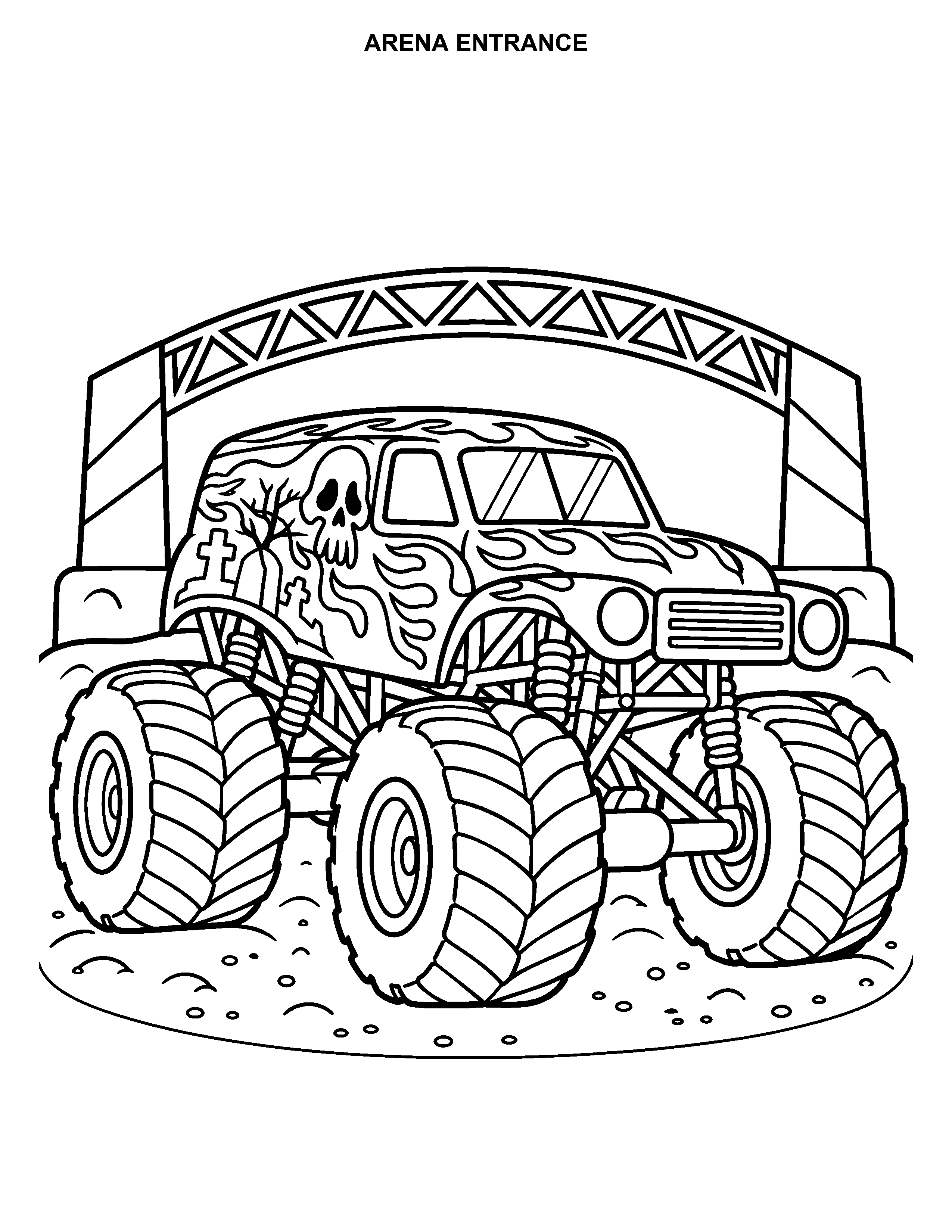 Arena Entrance printable black-and-white coloring page