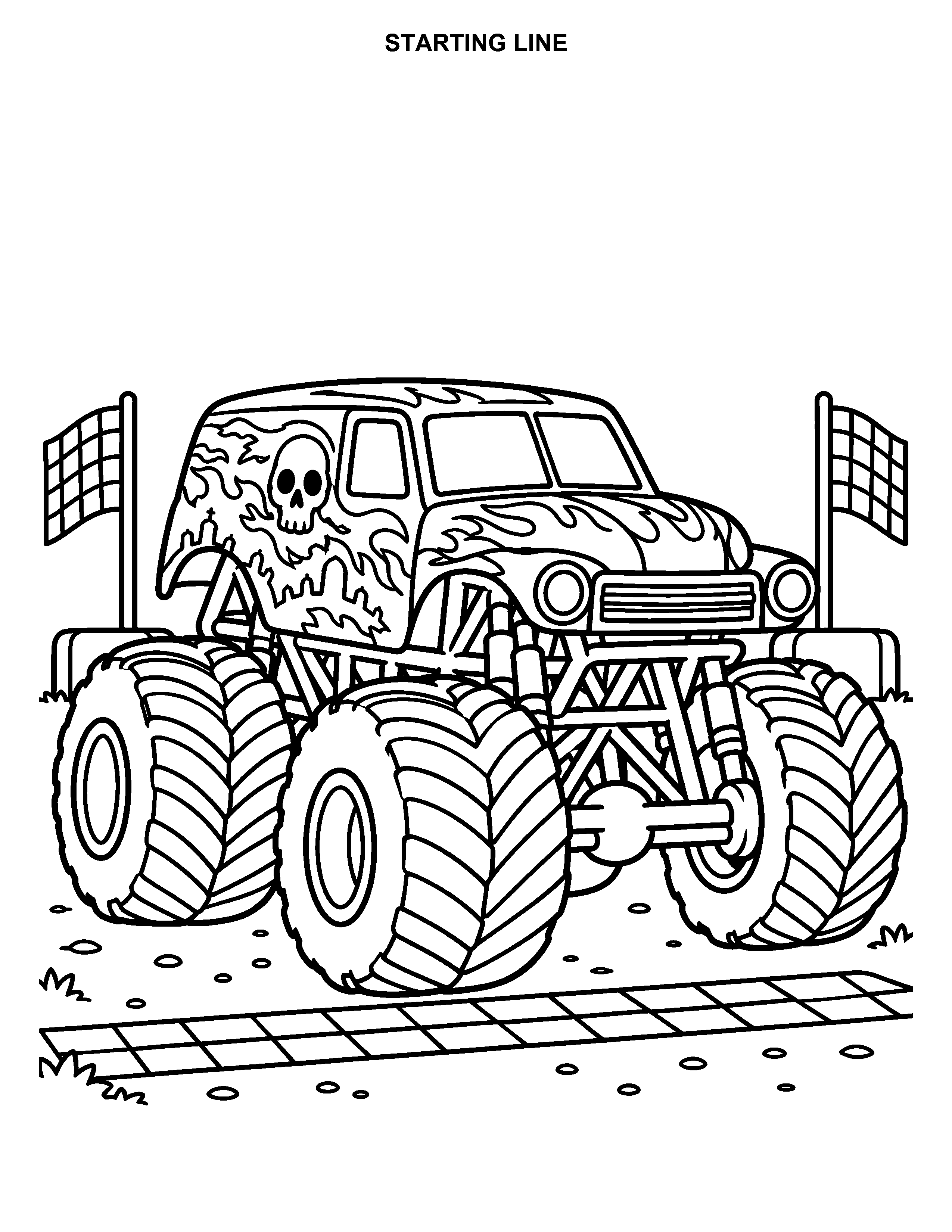 Starting Line printable black-and-white coloring page