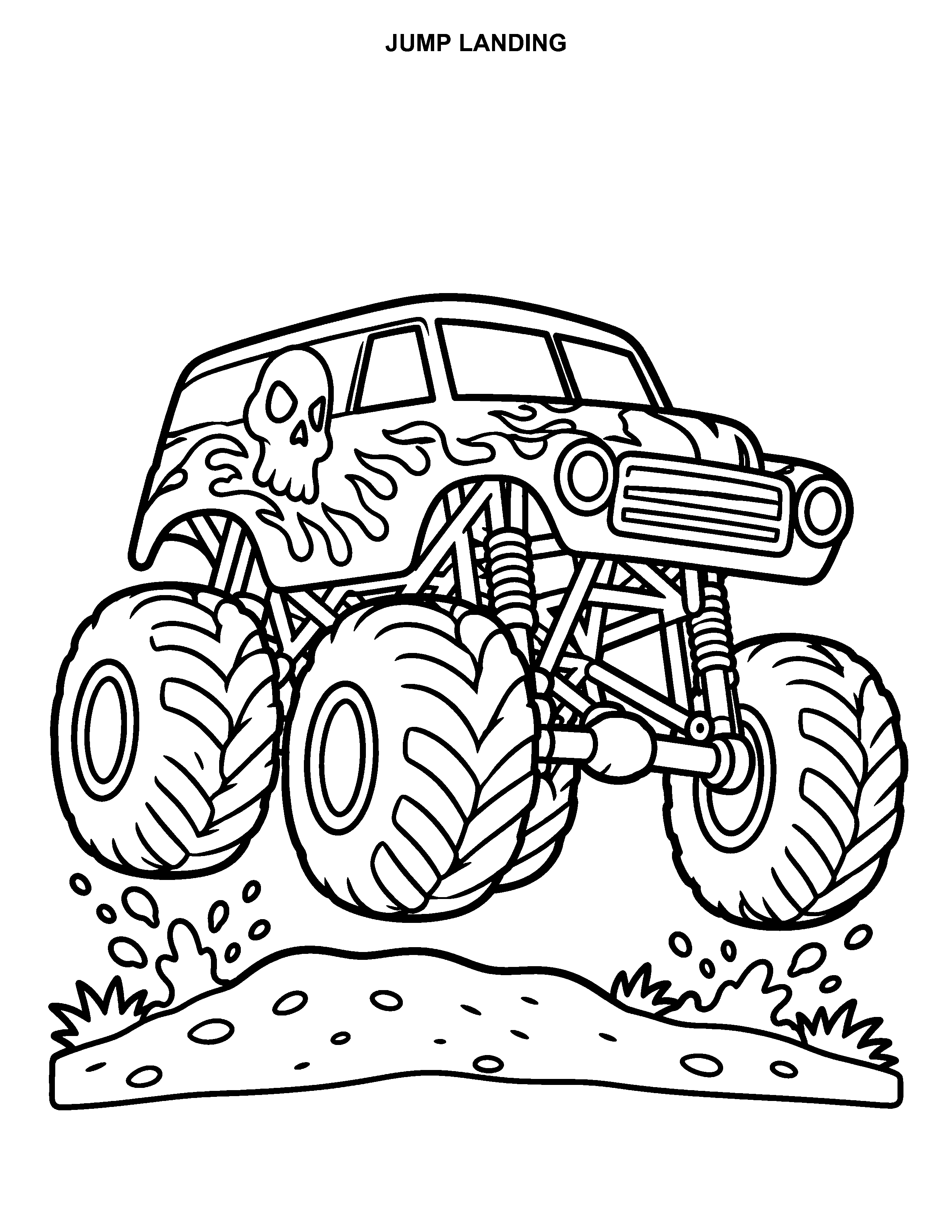 Jump Landing printable black-and-white coloring page