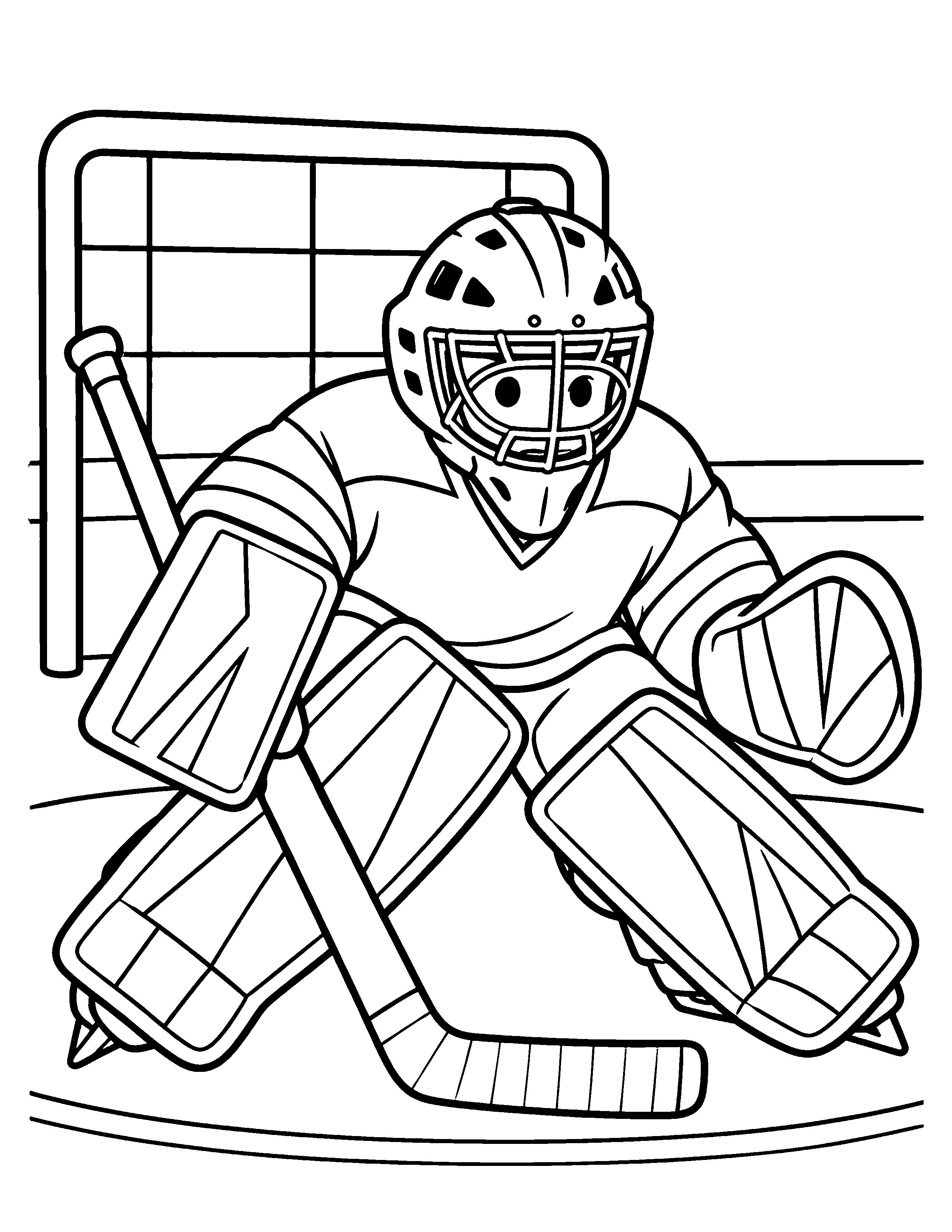 Breakaway Stop black-and-white hockey goalie coloring page