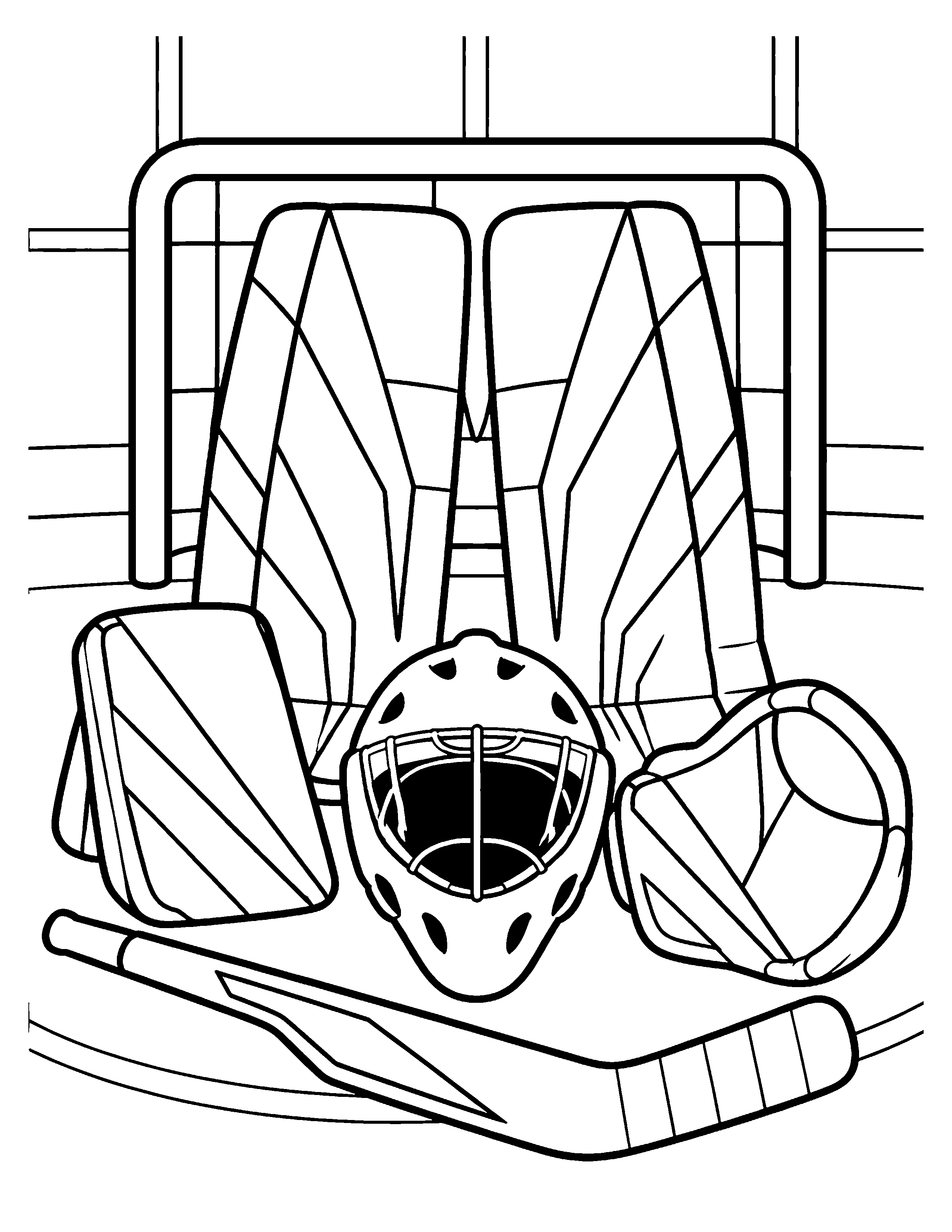 Goalie Gear black-and-white hockey goalie coloring page