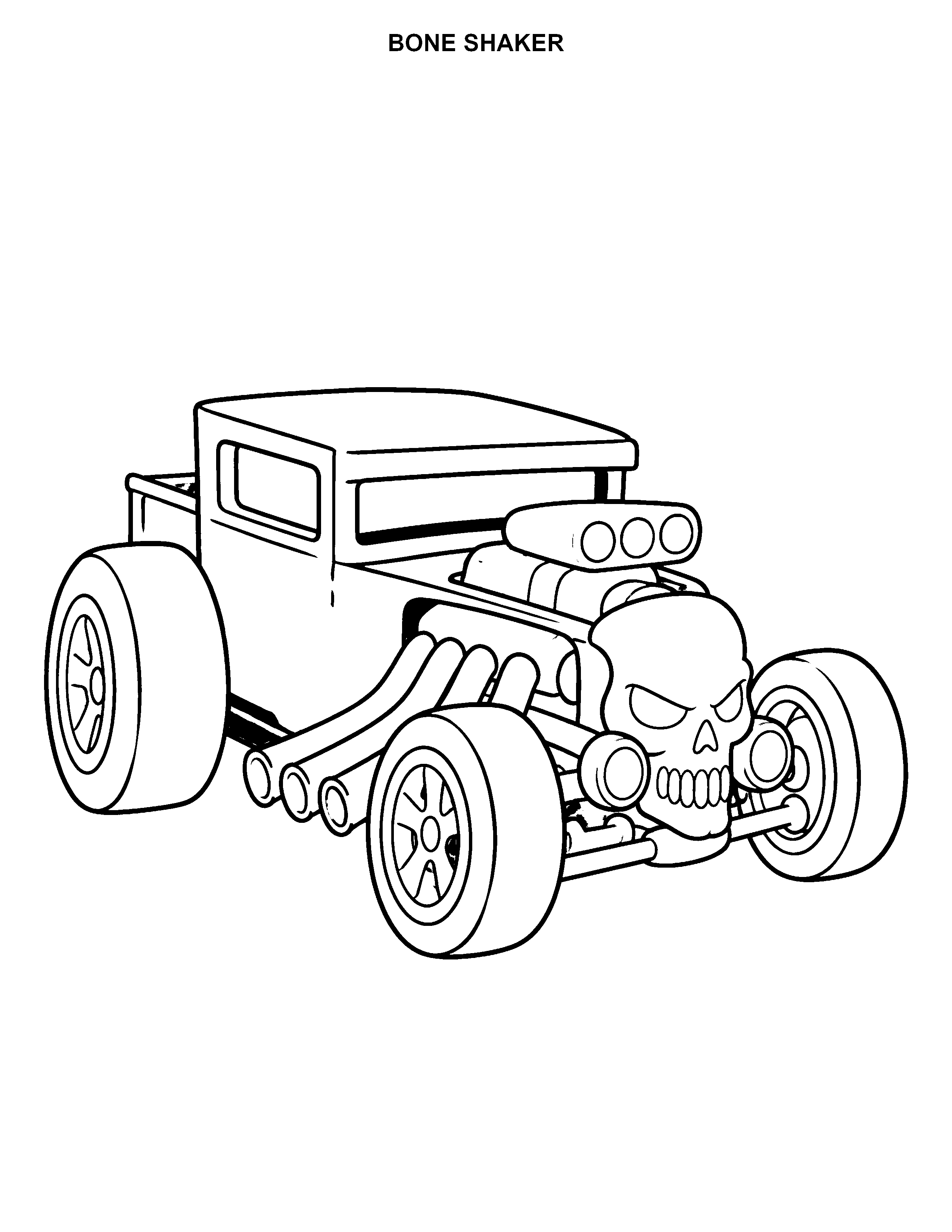 Bone Shaker printable black-and-white coloring page
