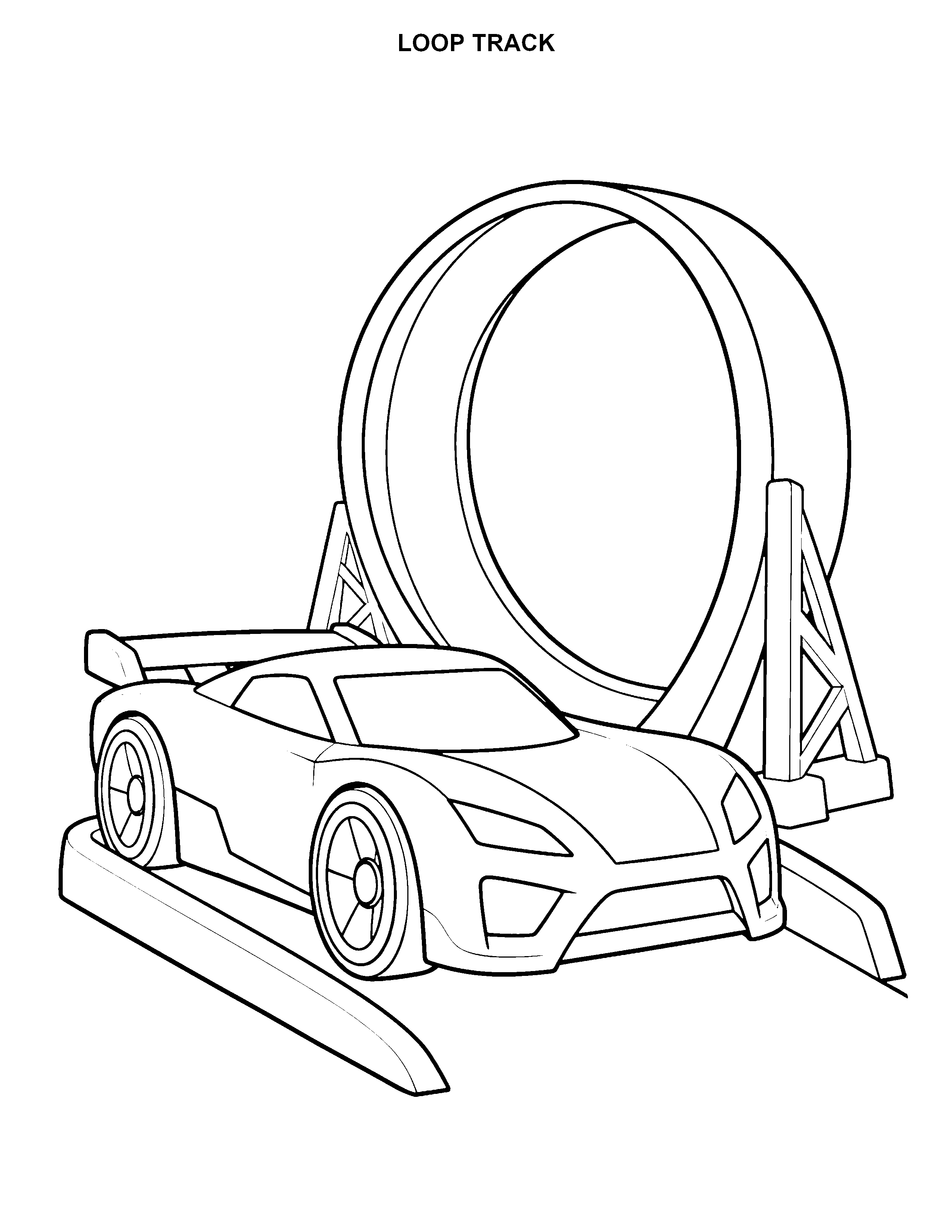 Loop Track printable black-and-white coloring page